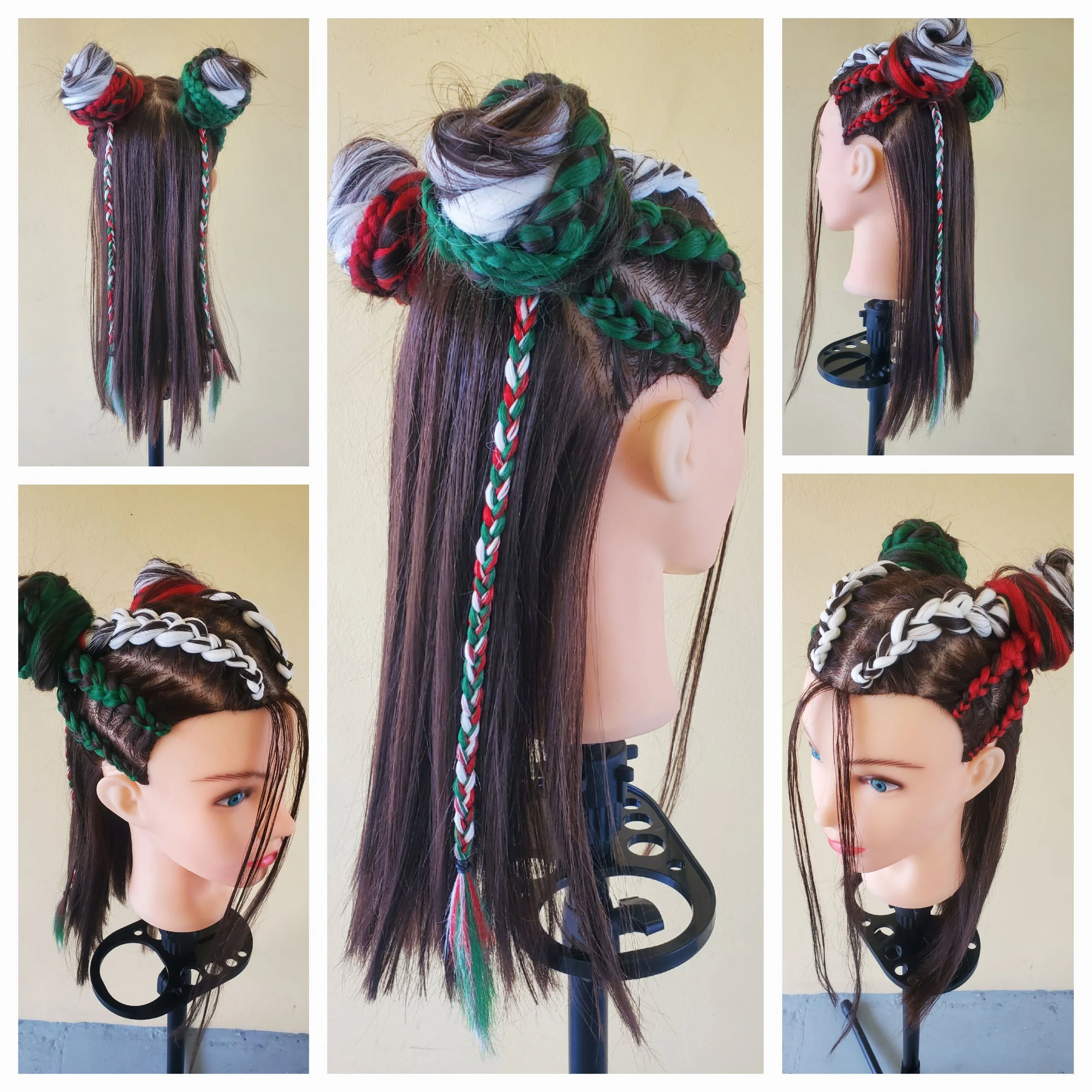 Mexico World Cup Flag Color Braids Miami Fort Lauderdale Soccer Red Green and White