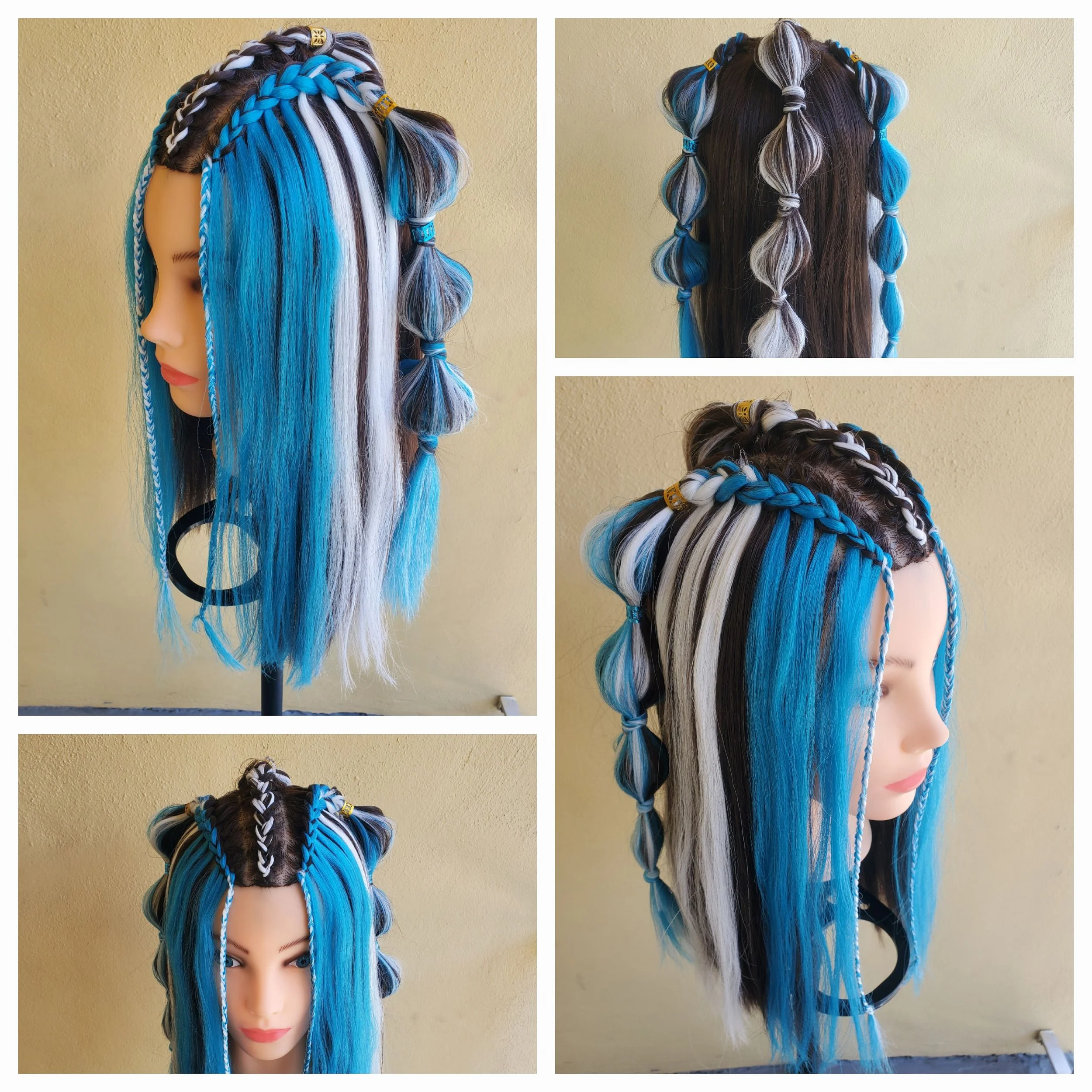 Argentina World Cup Braids Hair Extensions for   soccer fans, white and blue hair braids Miami Blanco y Celeste colored de Argentina futbol Copa mundia