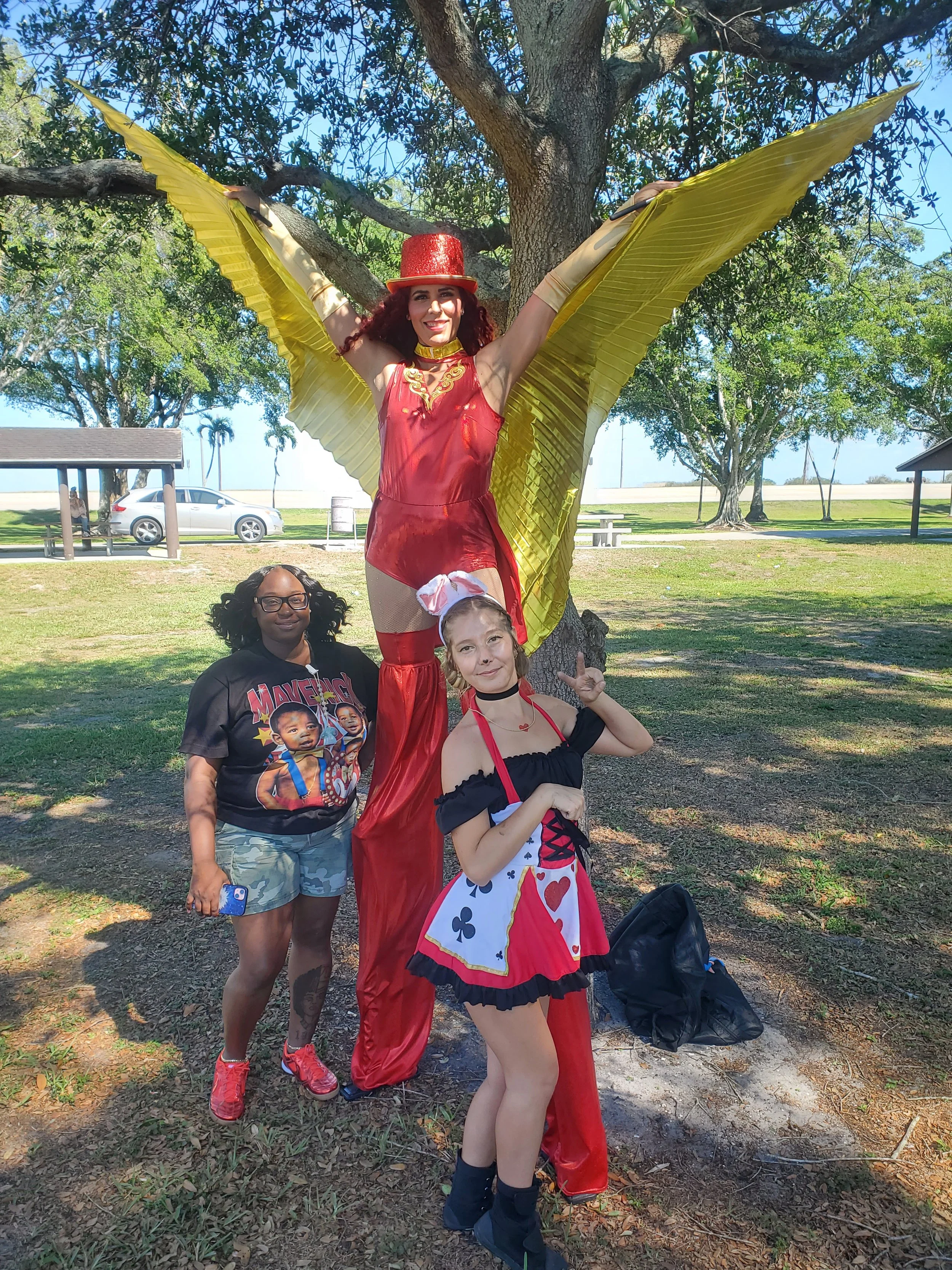 Red and Gold Circus Outfit Stilts