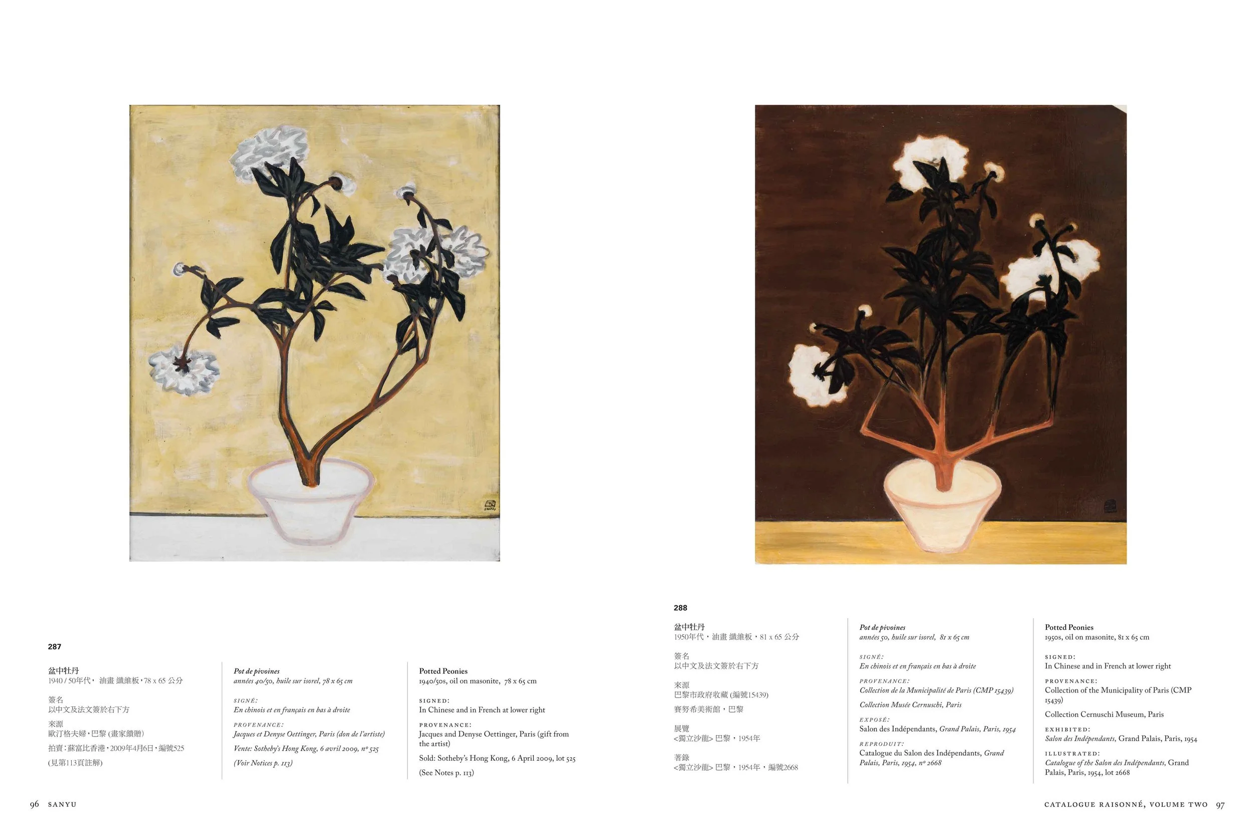 SANYU Catalogue Raisonné, Oil Paintings, Volume Two, Potted Peonies.