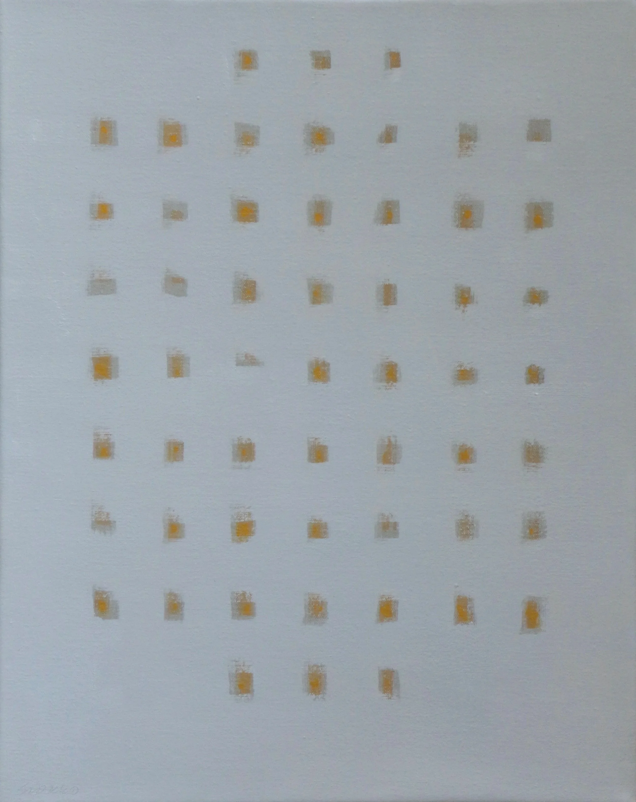 Blue and Gold Dots, oil on canvas.