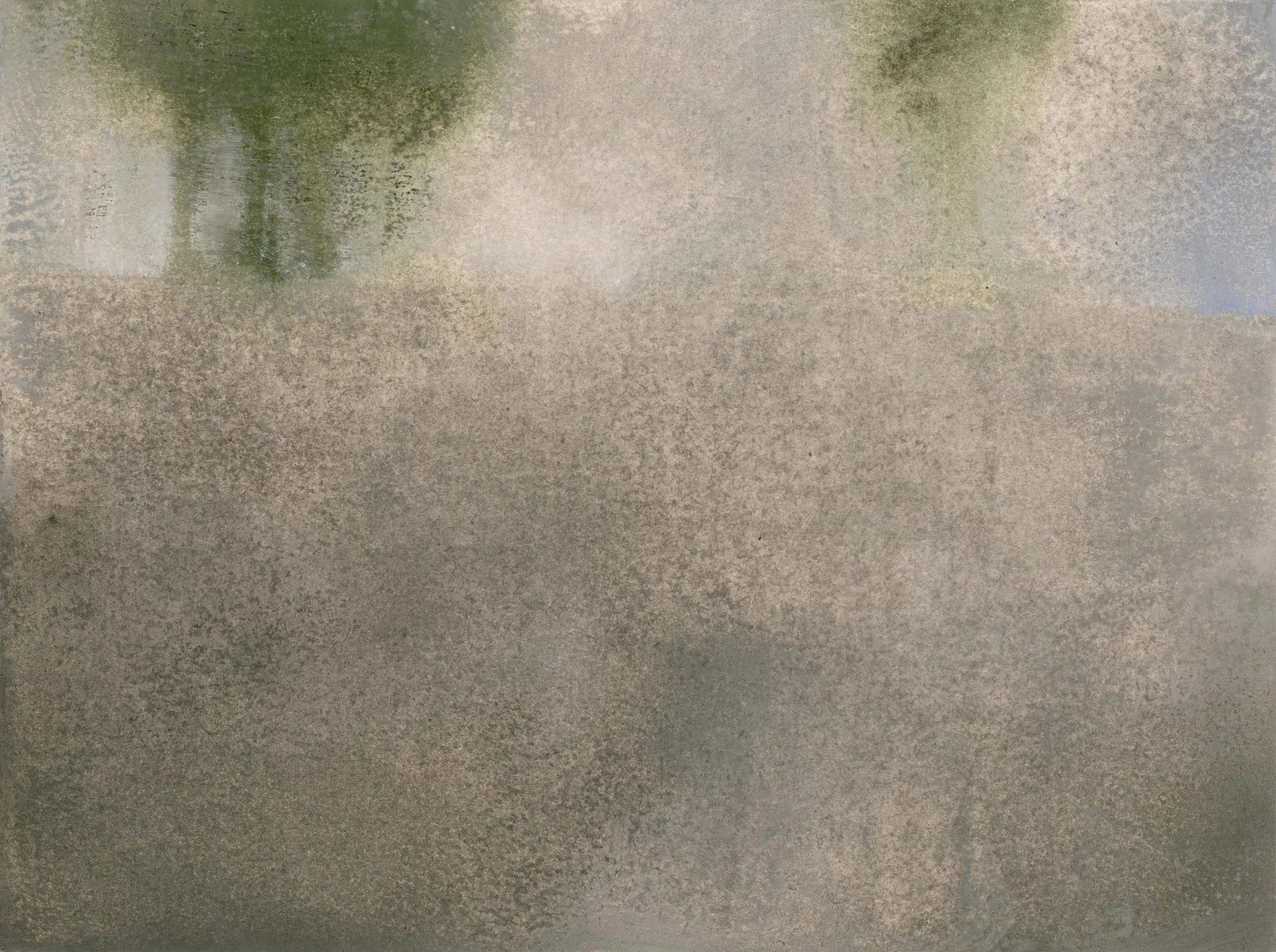 Landscape dissolving into fog, oil on paper.