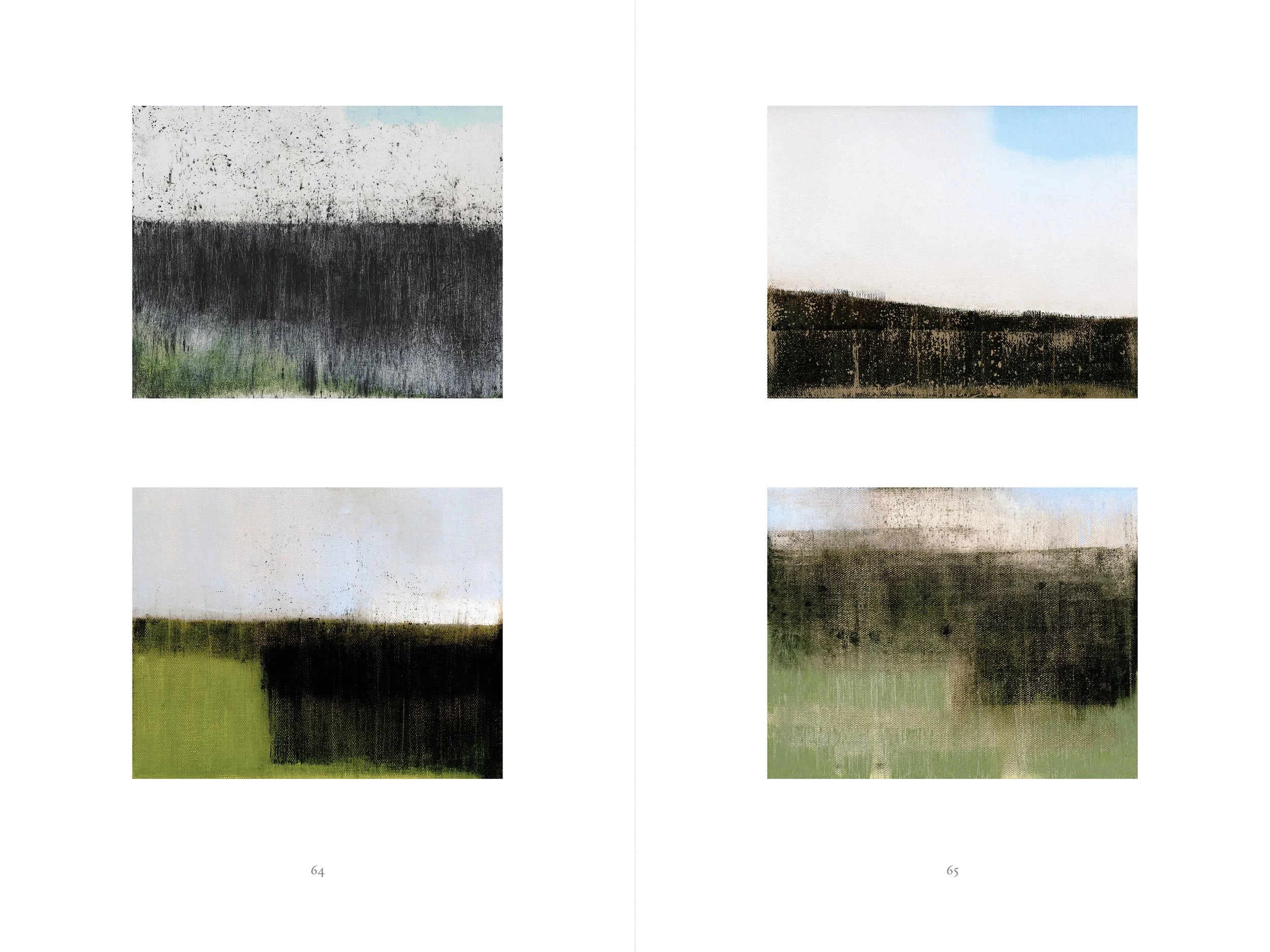 Book pages illustrating four landscape paintngs.