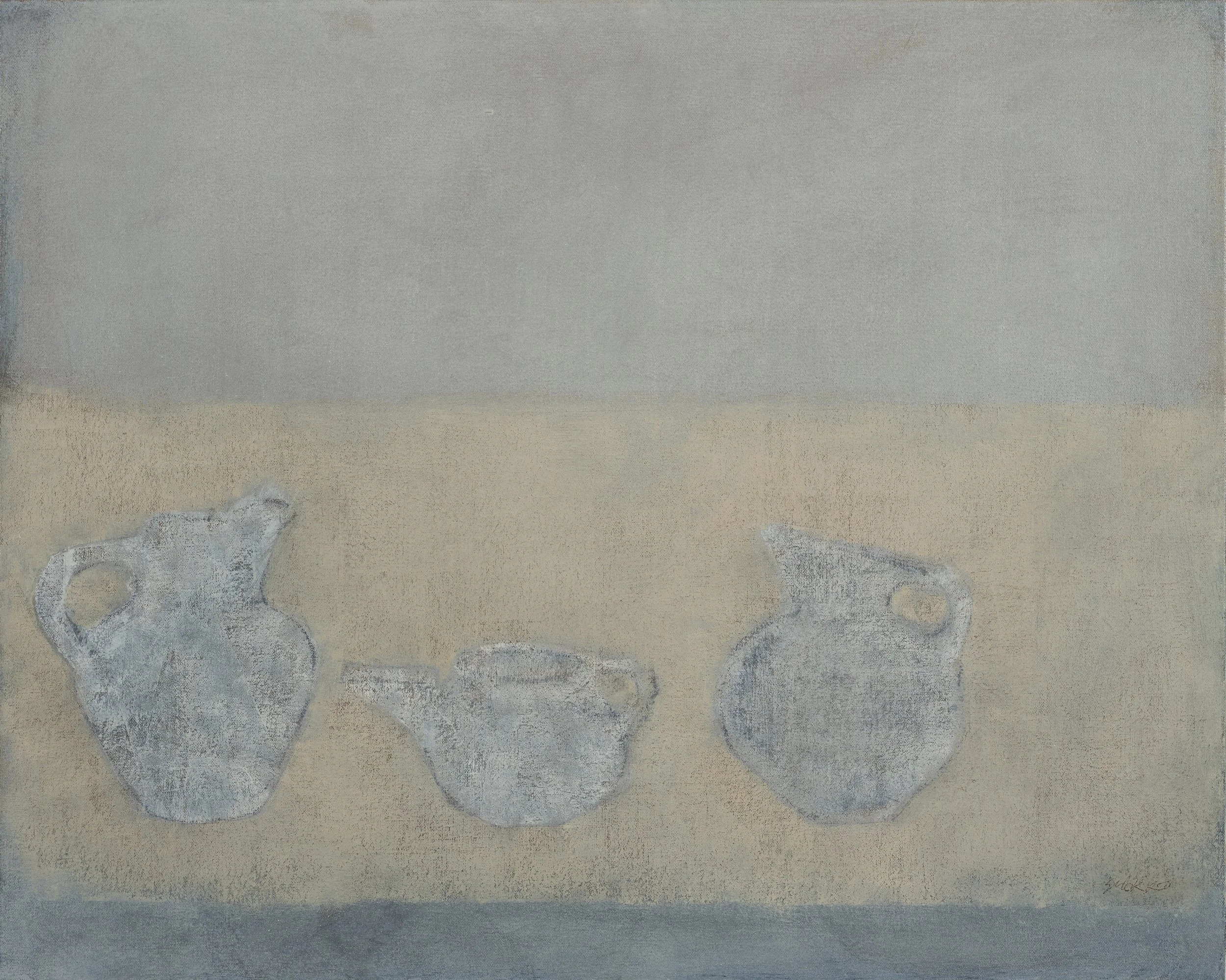 Still life with ancient vessels, oil on canvas by Glenn Suokko.