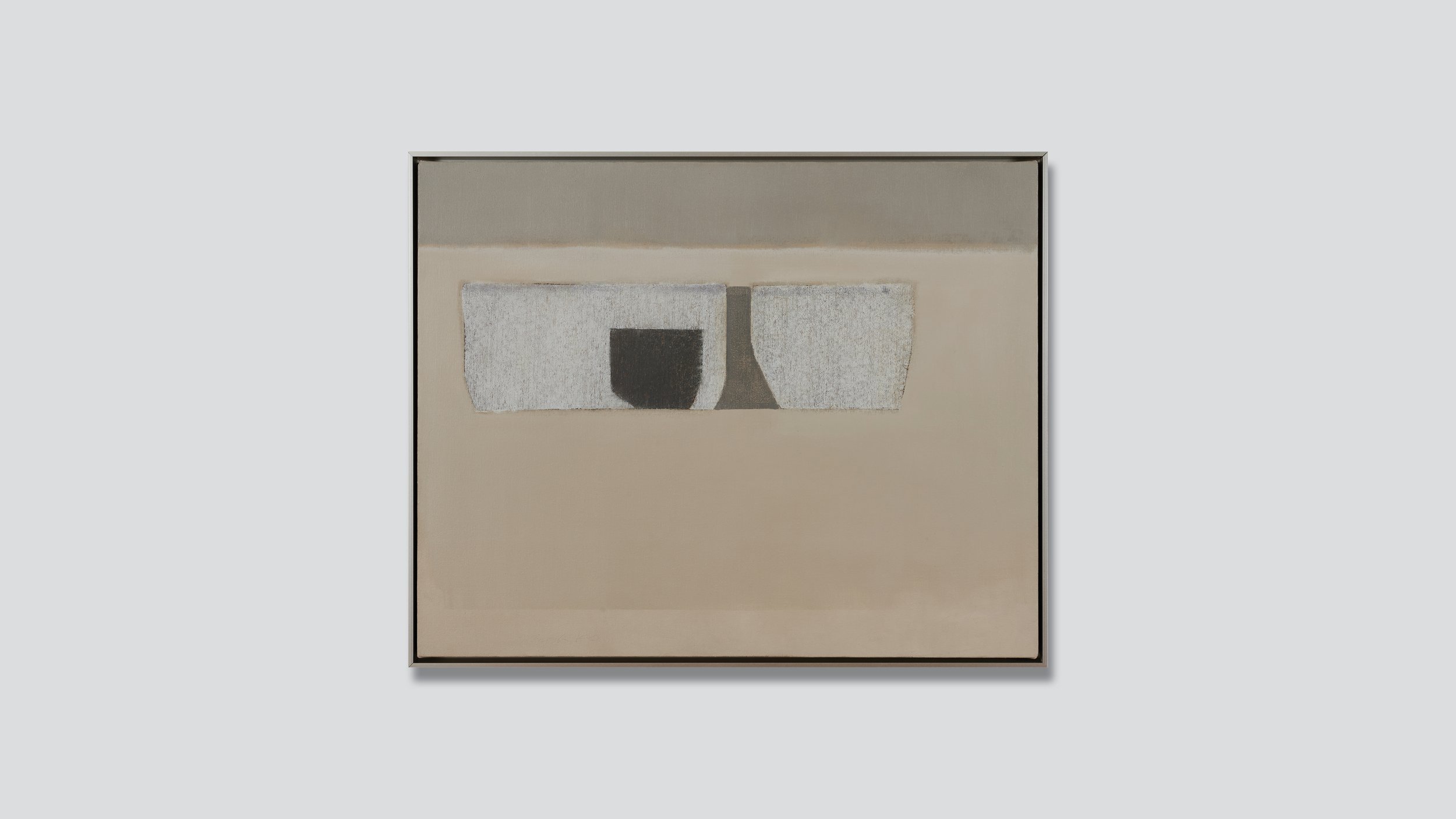 Framed abstract still life painting in oil by Glenn Suokko.
