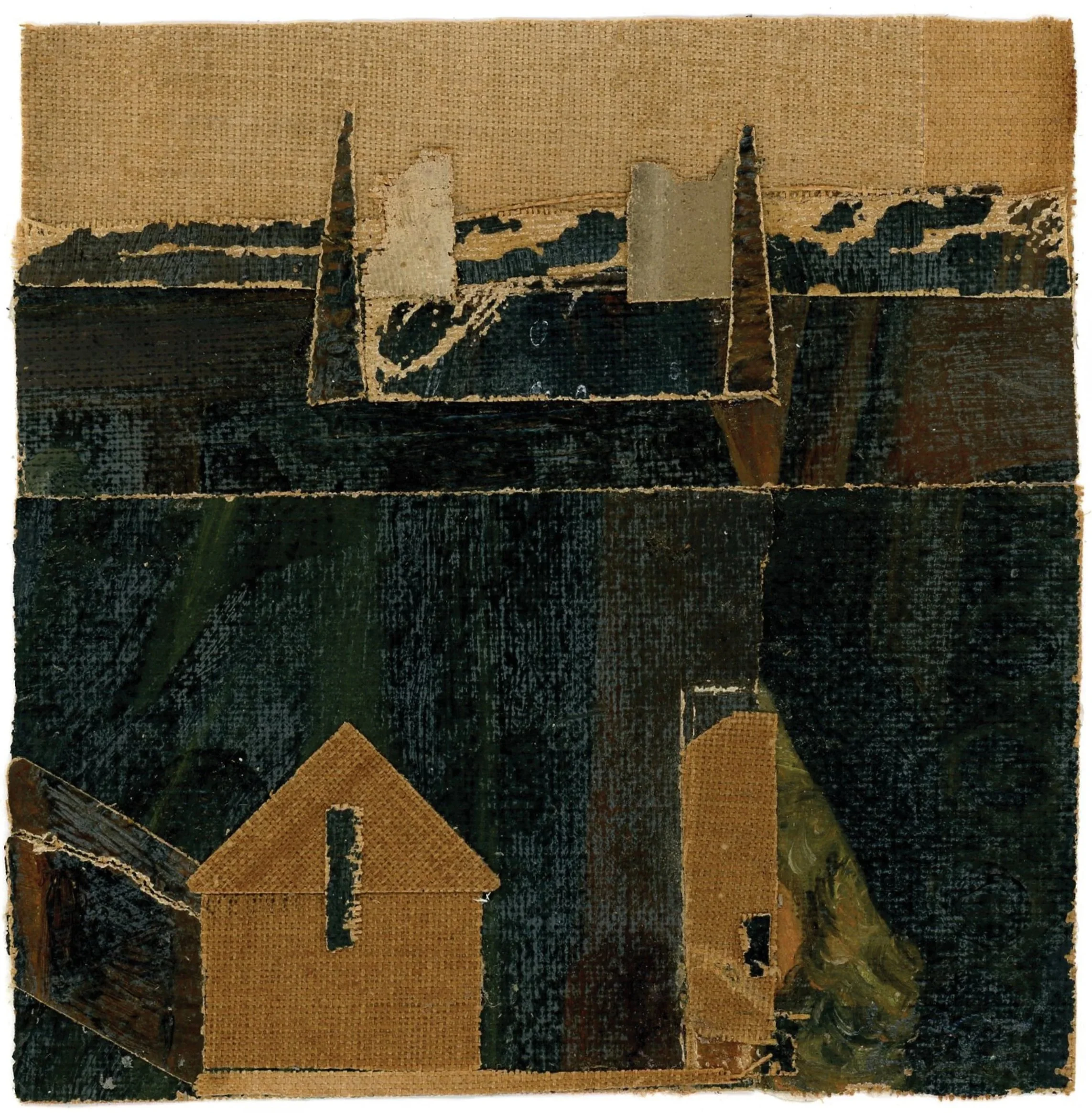 Collage No. 11 by Ed Fella, cut out oil-on-canvas fragments, collaged on paper.