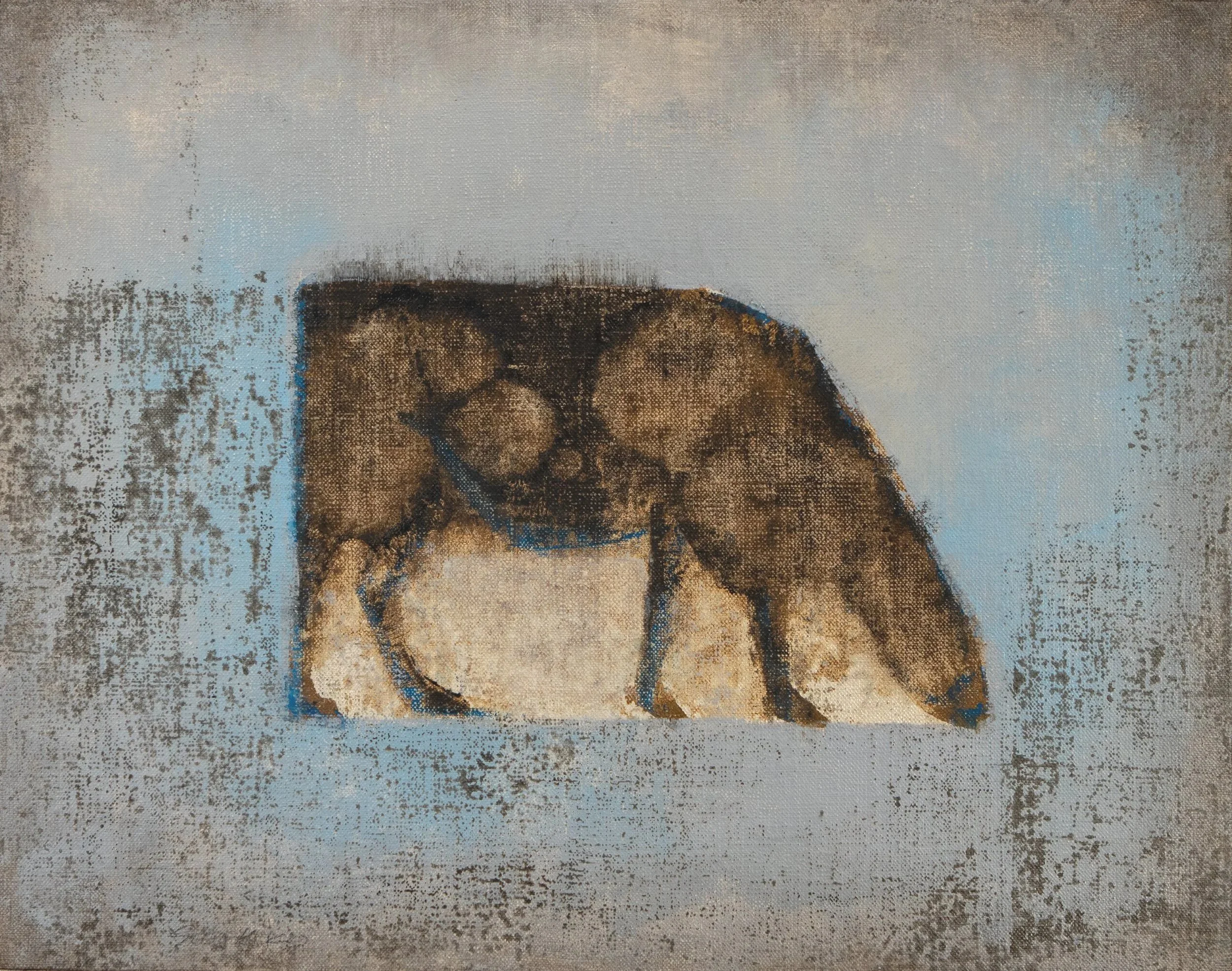 Oil painting on linen from the “Angus: Standing Cow, Grazing Cow” exhibition.