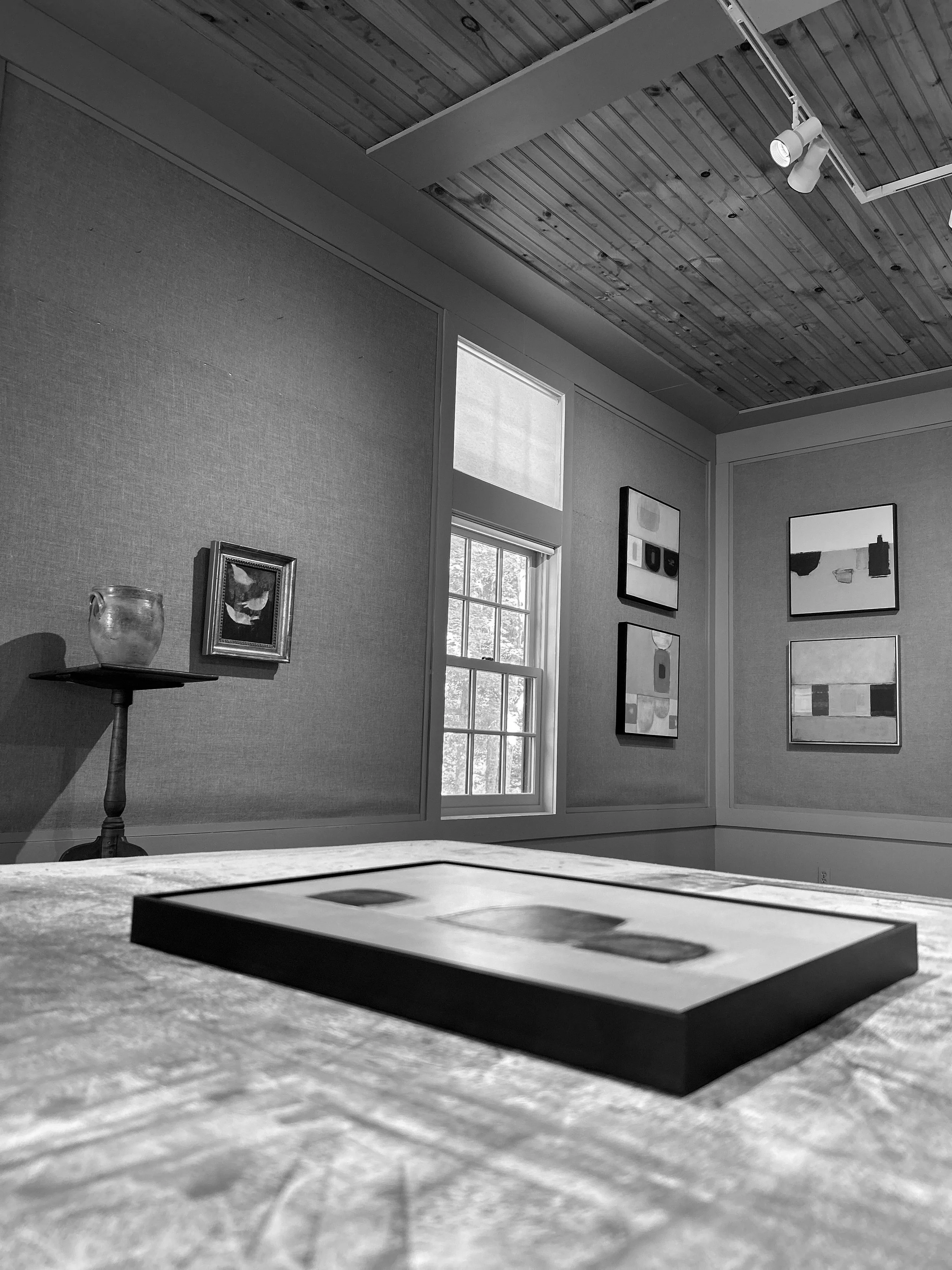 The artist's painting studio interior, finished work.