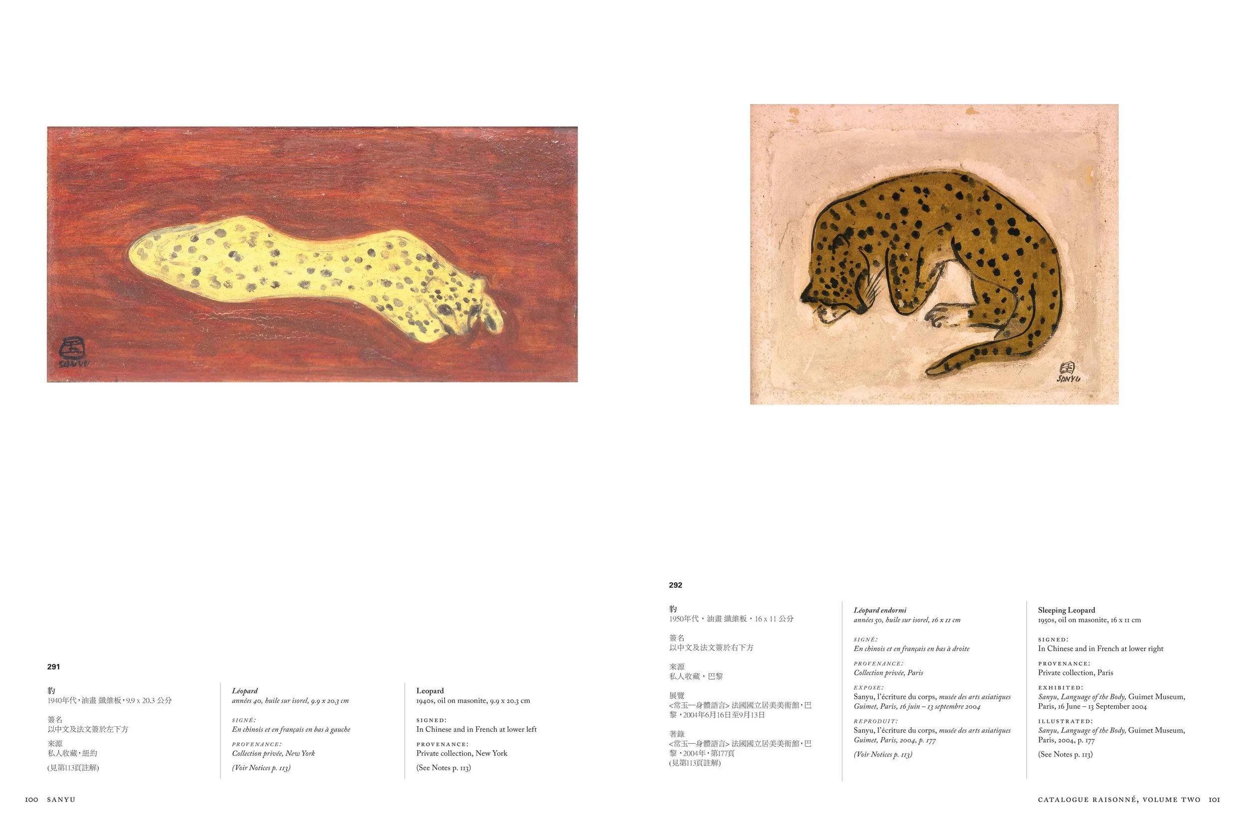 SANYU Catalogue Raisonné, Oil Paintings, Volume Two, Leopards.