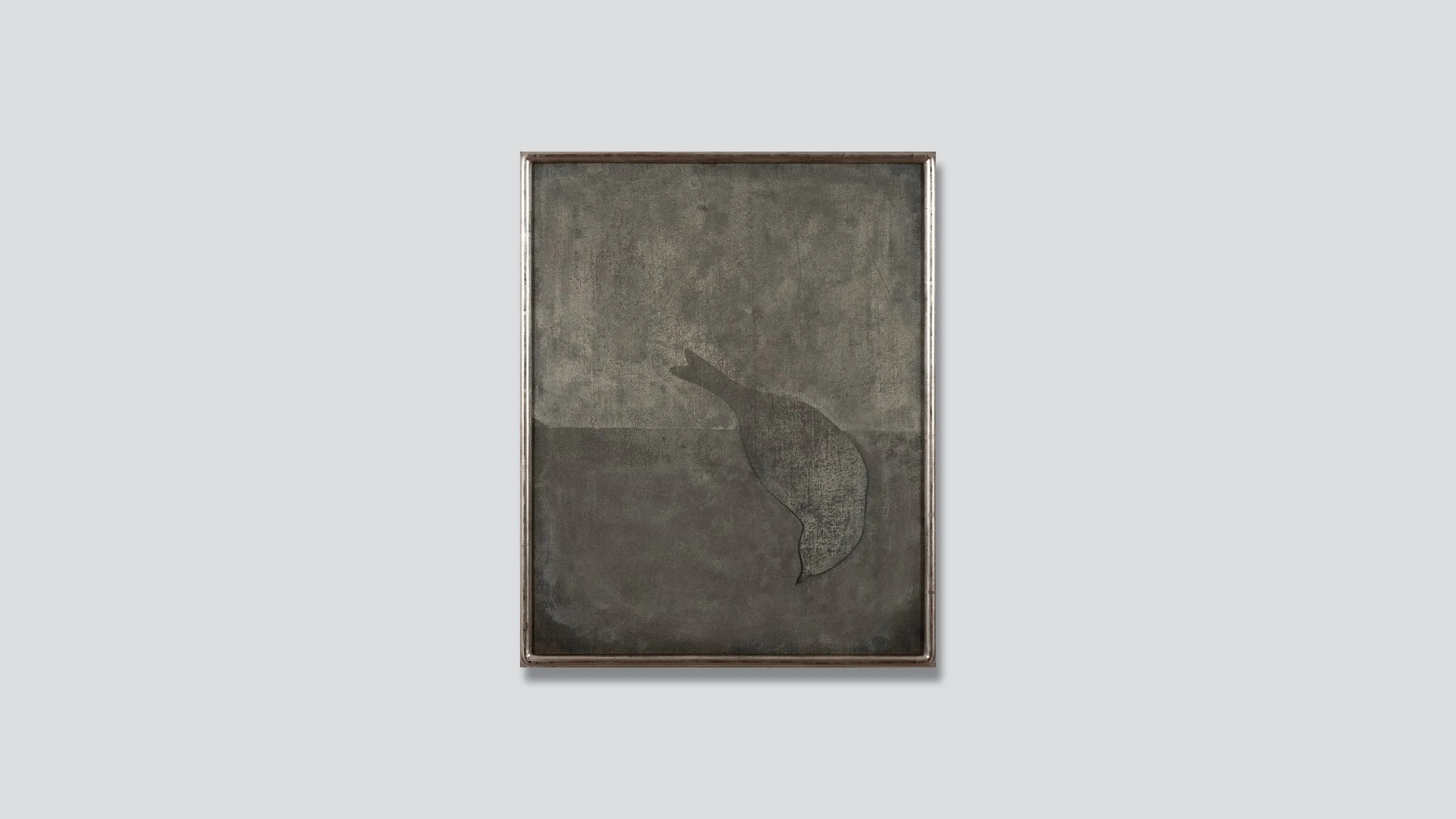 Bird form, oil painting in gray, by Glenn Suokko.