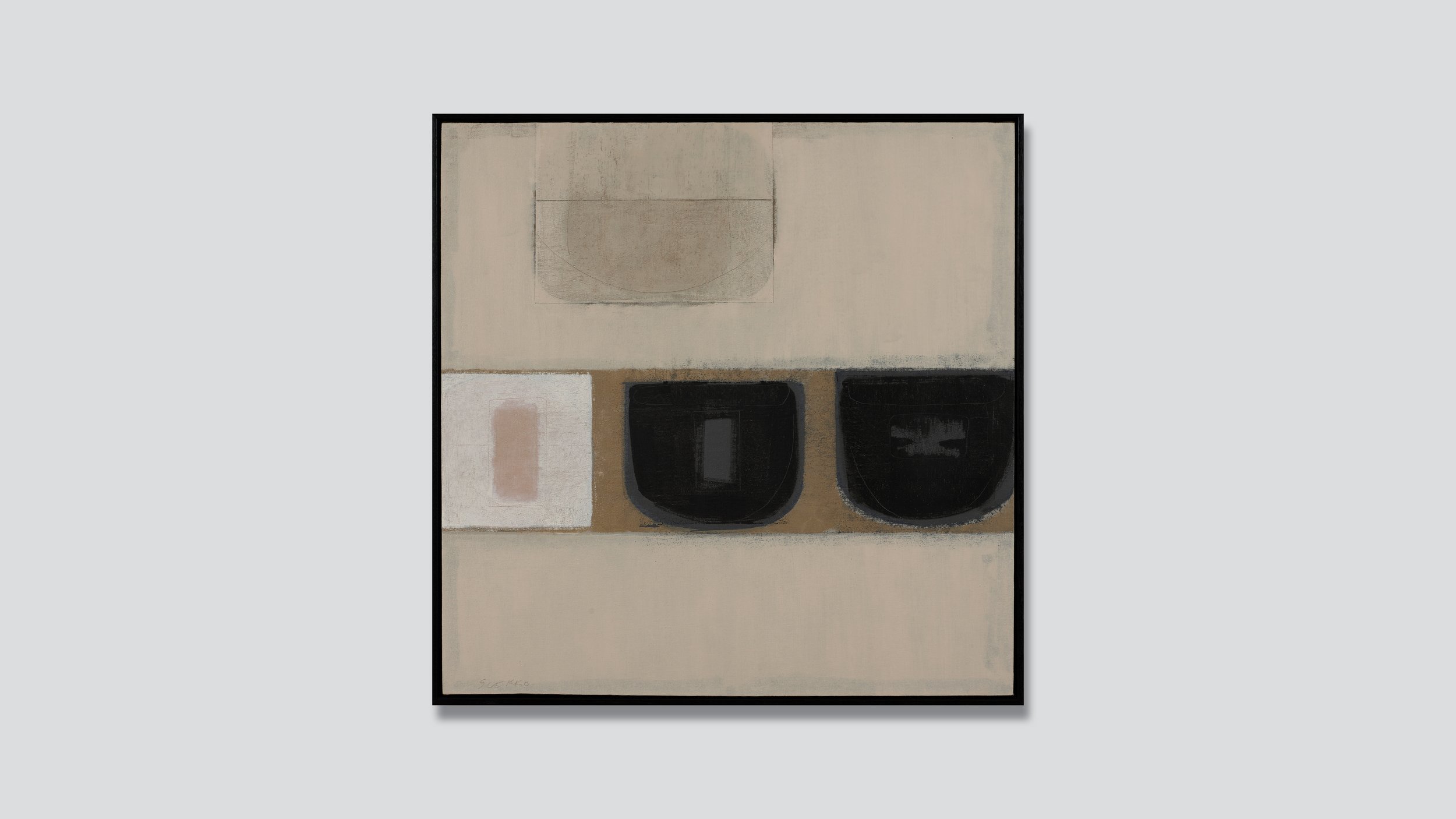 Framed abstract painting, oil on canvas by Glenn Suokko.