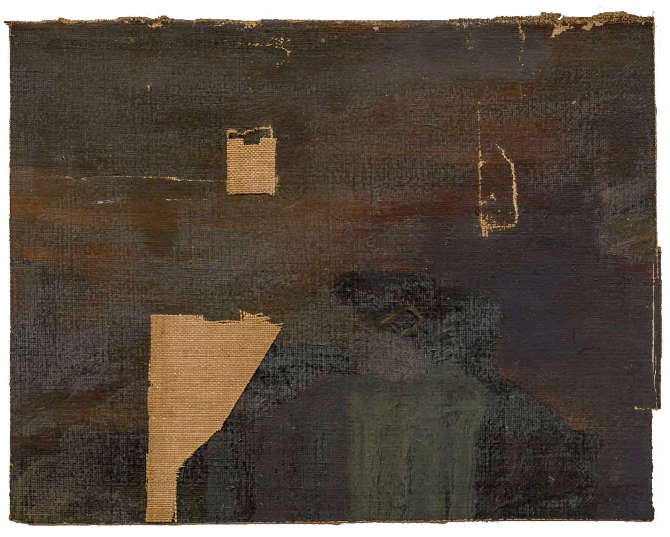 Collage No. 5 by Ed Fella, cut out oil-on-canvas fragments, collaged on paper.