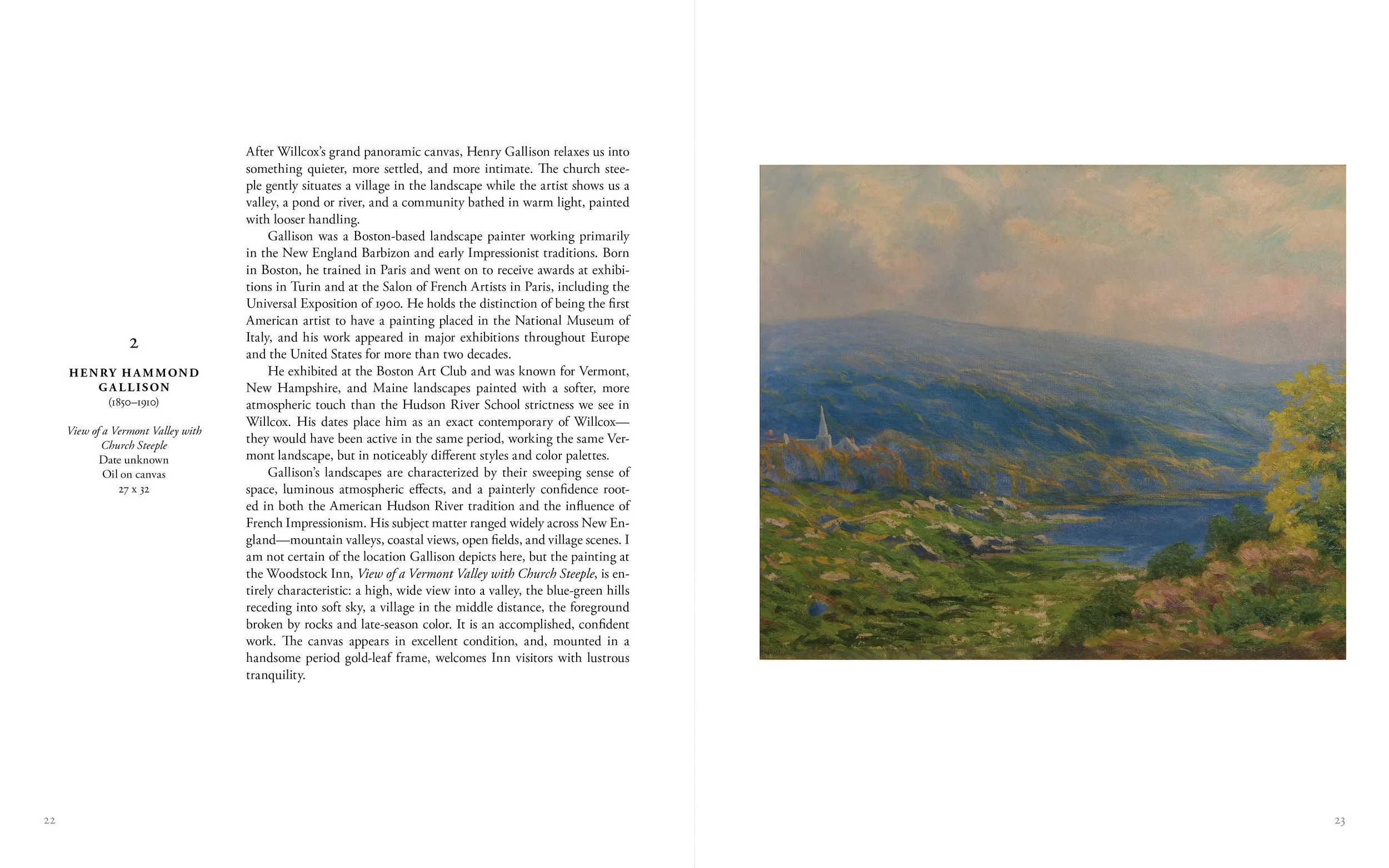 Book page spread from Paintings at the Woodstock Inn by Glenn Suokko.