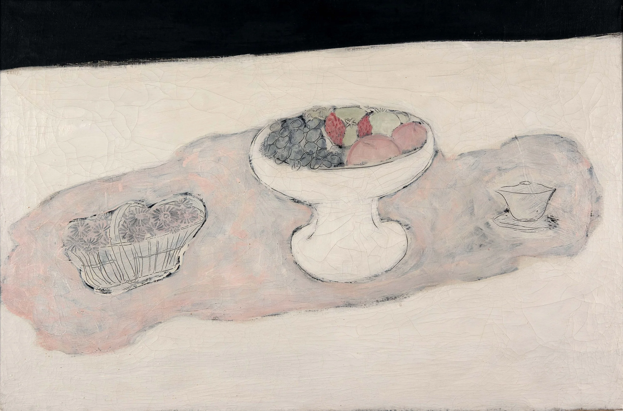 Sanyu, Compote of Fruits, Basket of Flowers, Cup and Saucer, 1931, oil on canvas, 61 × 91 cm., Collection Catherine Kwai, Hong Kong