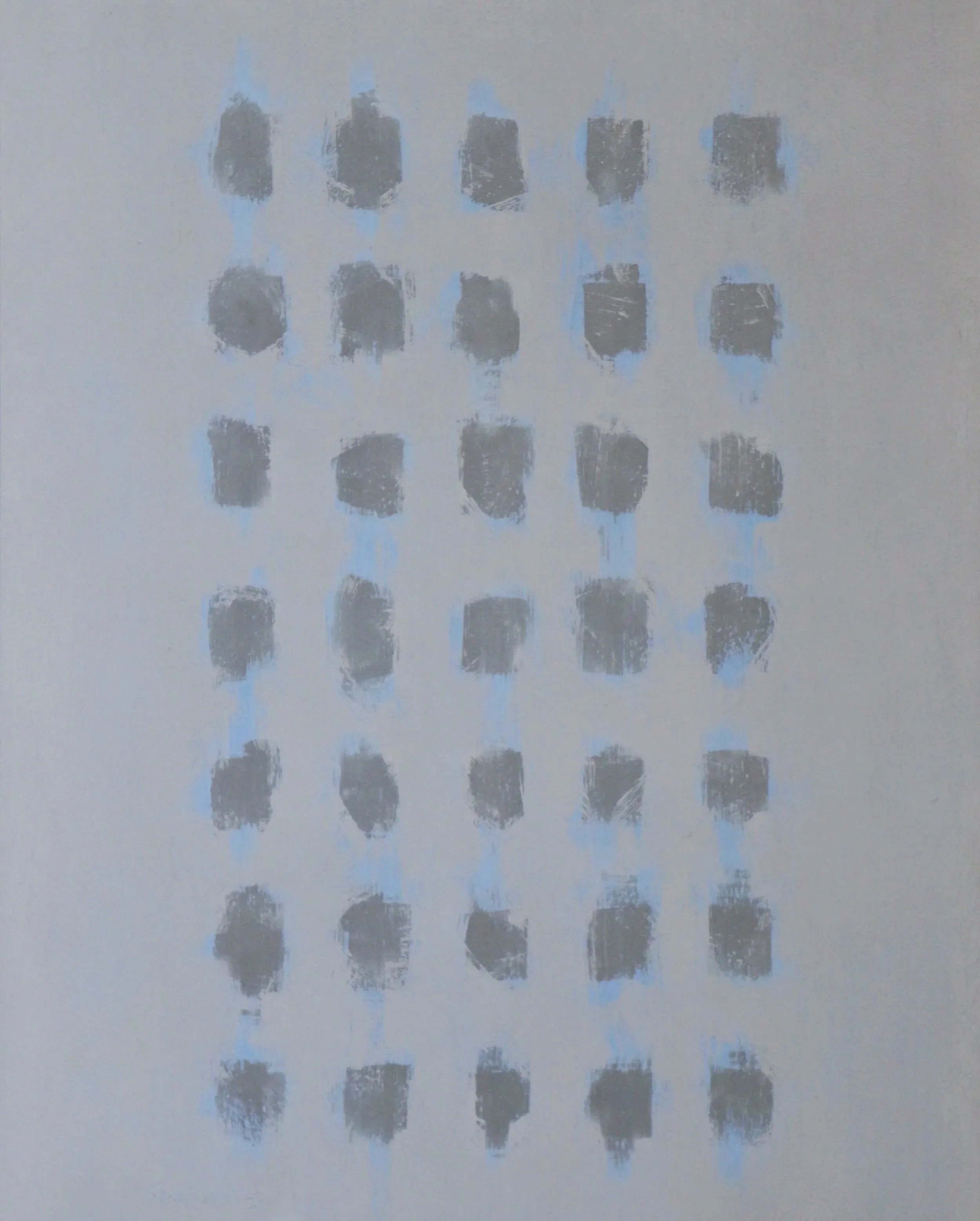 Gray Dots, oil on canvas.