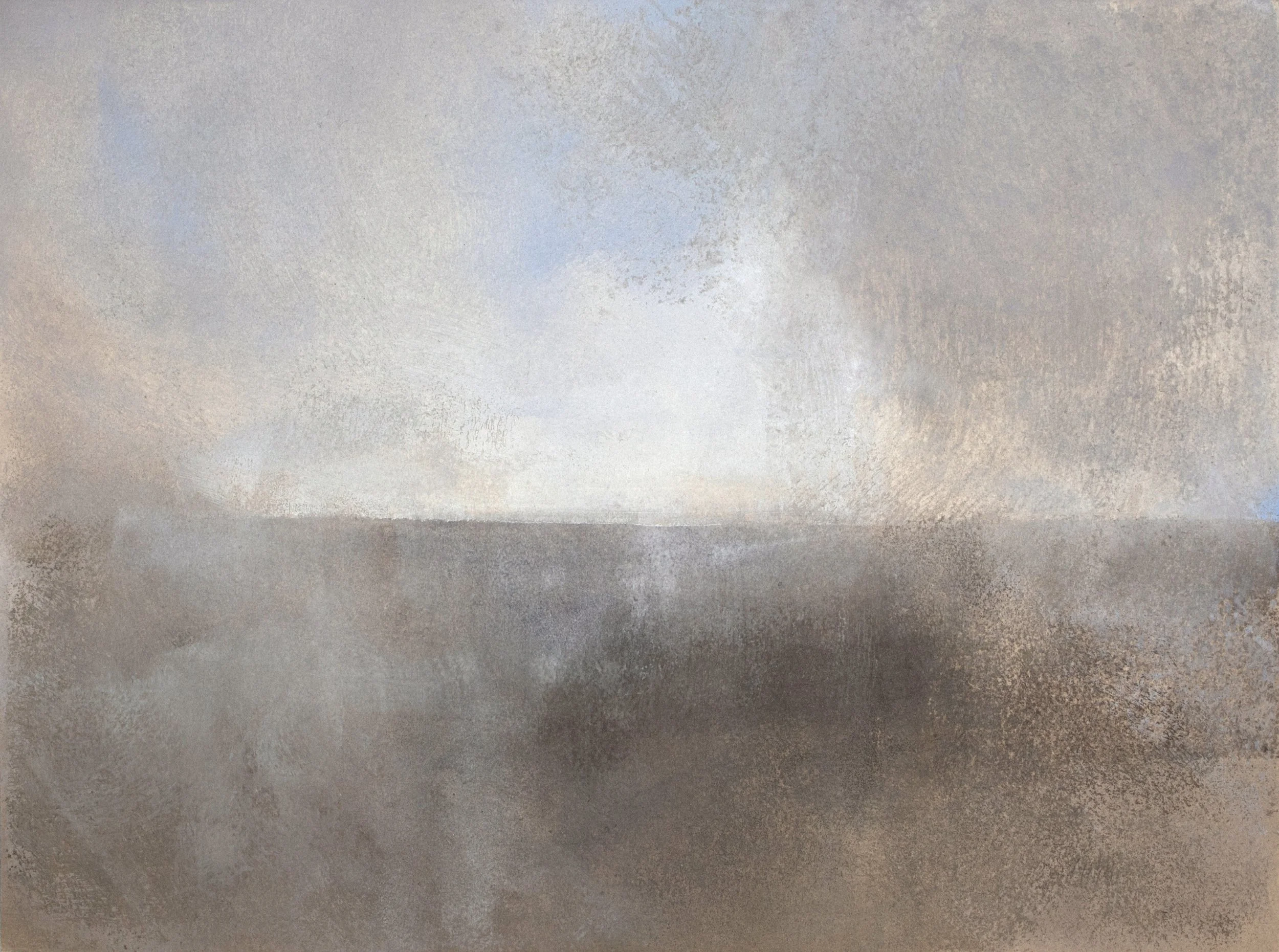 Landscape with bright light at horizon.