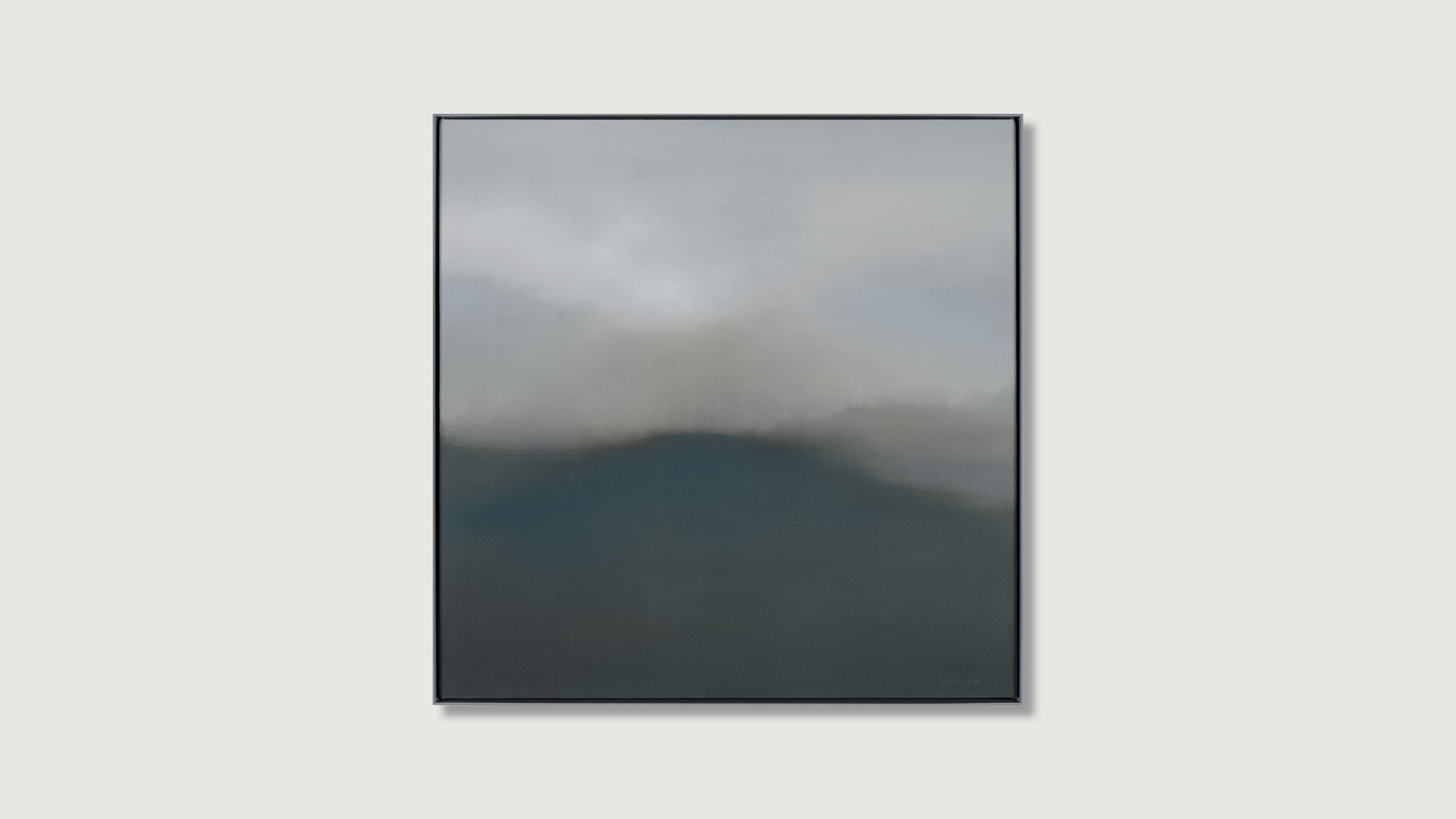 Dark mountain with weather effect in the sky, oil on linen, Glenn Suokko.