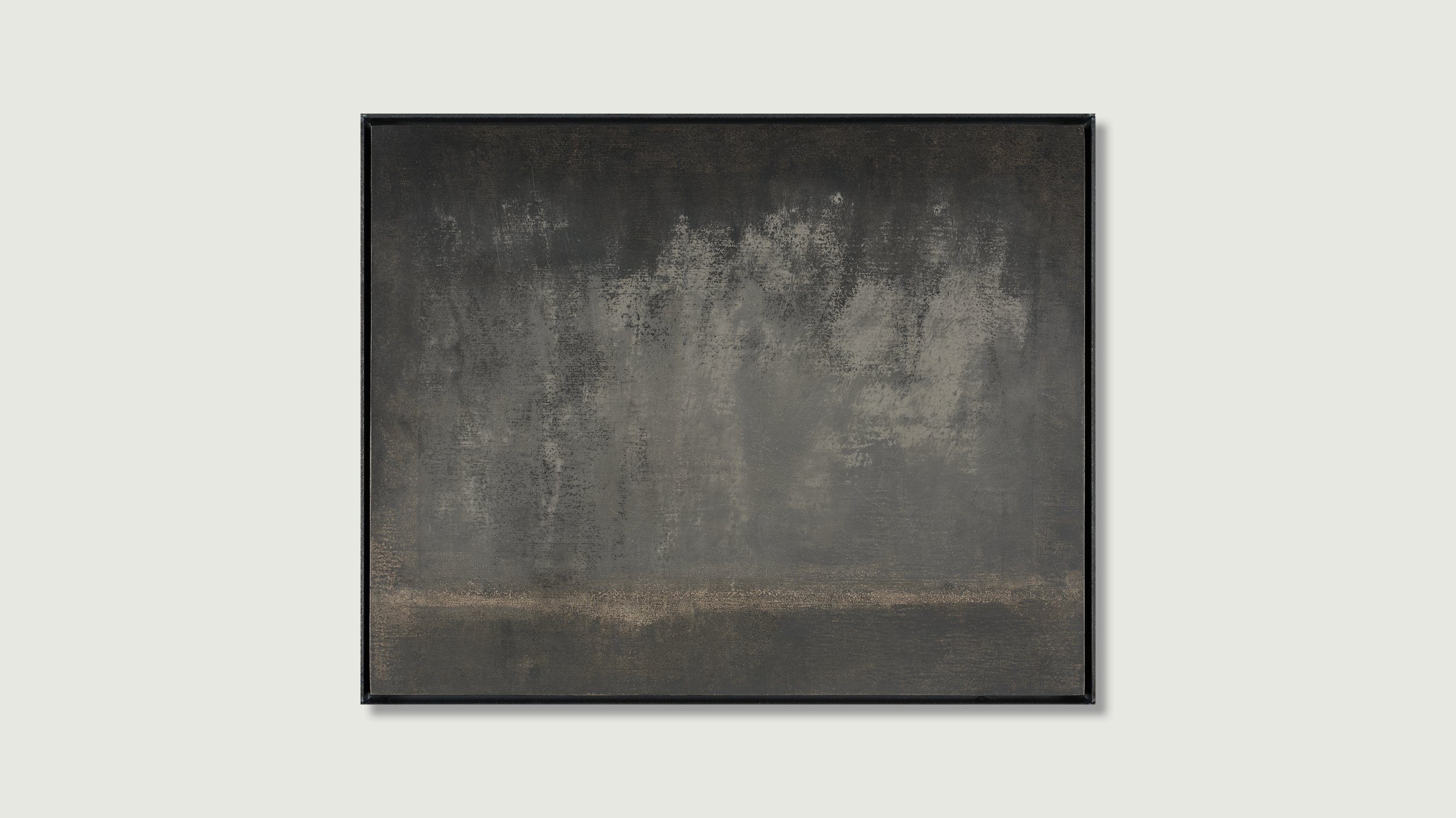 Stormy landscape from the Horizons series, oil on wood, Glenn Suokko.