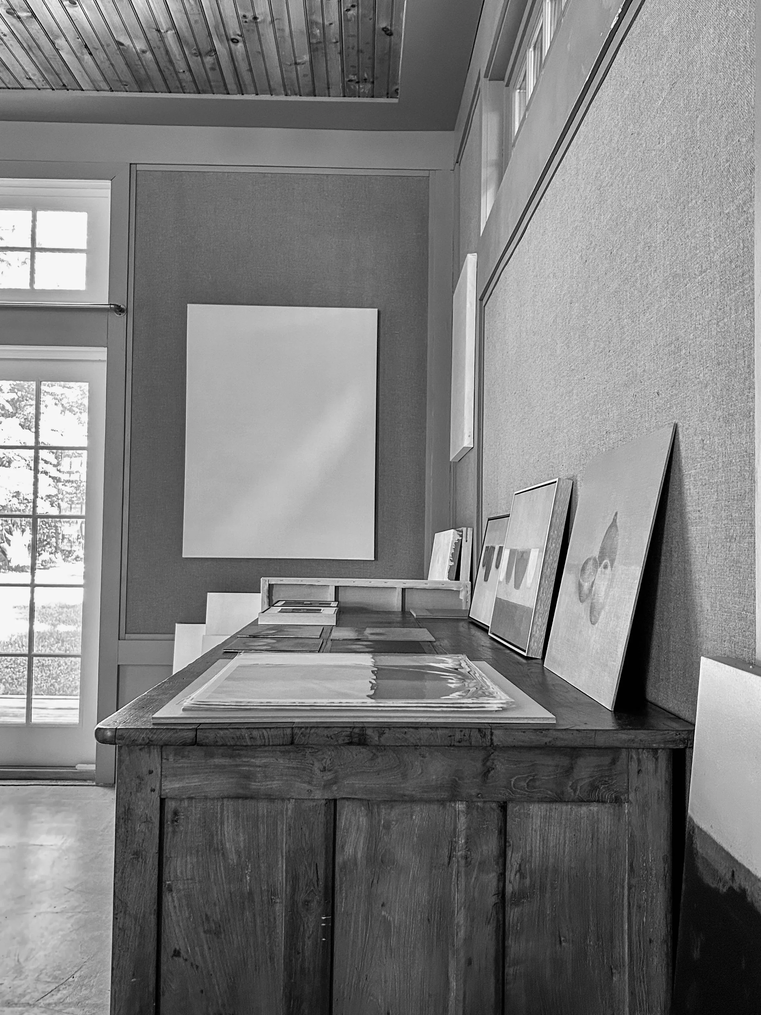 The artist's painting studio interior, work in progress.