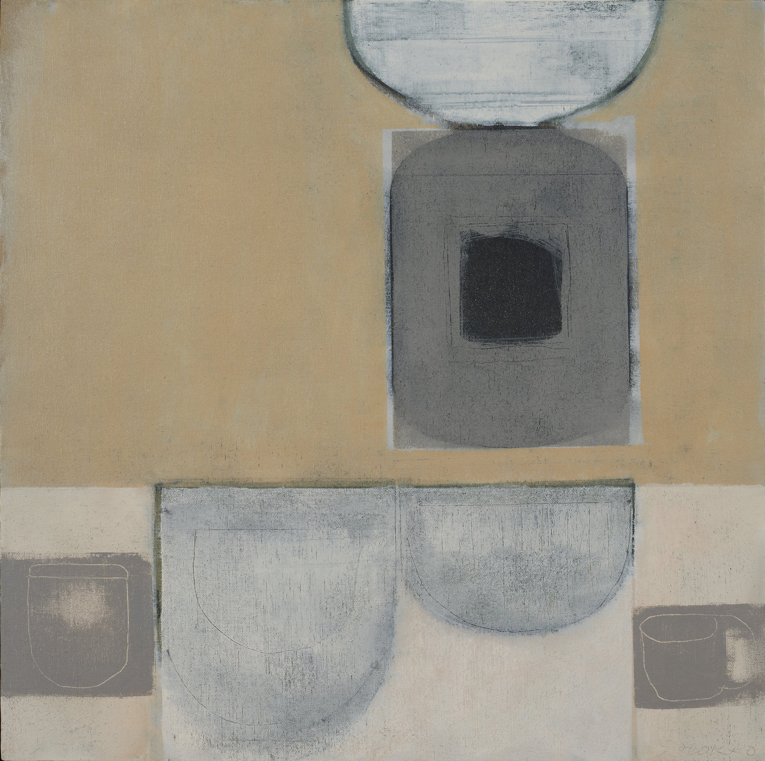 Abstract still life painting, oil on canvas
