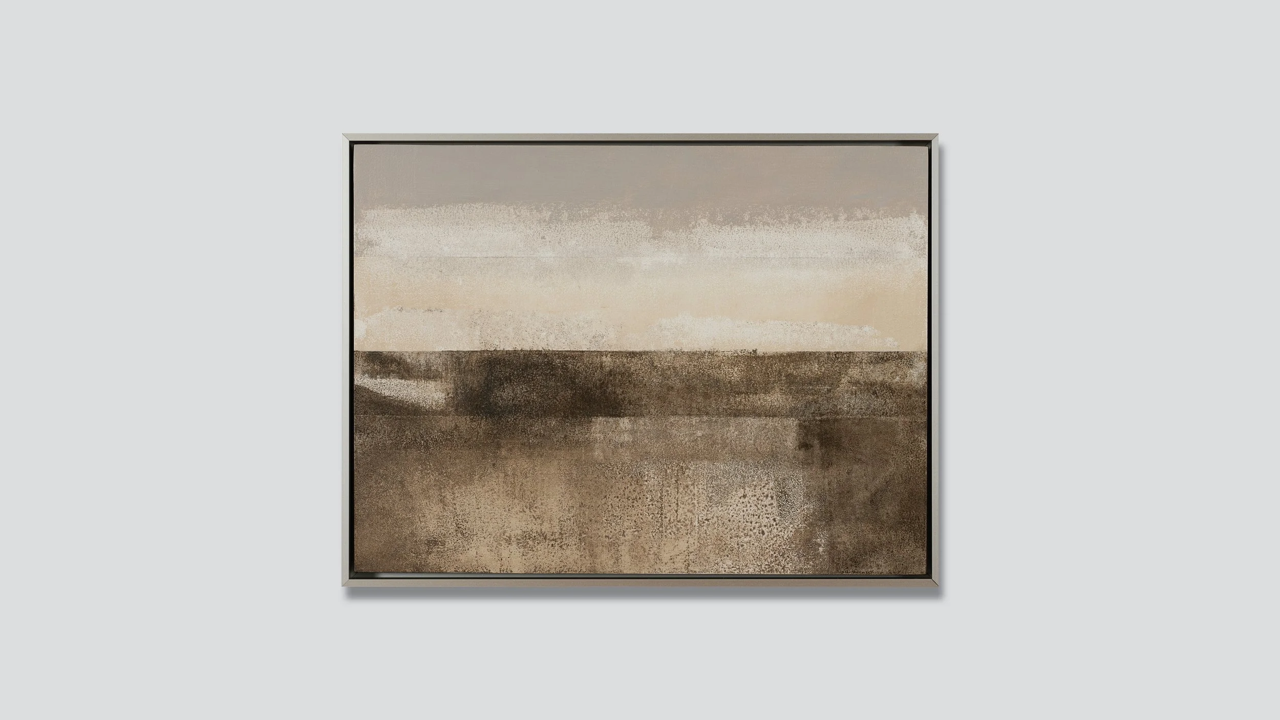 Framed landscape oil painting on wood by Glenn Suokko.
