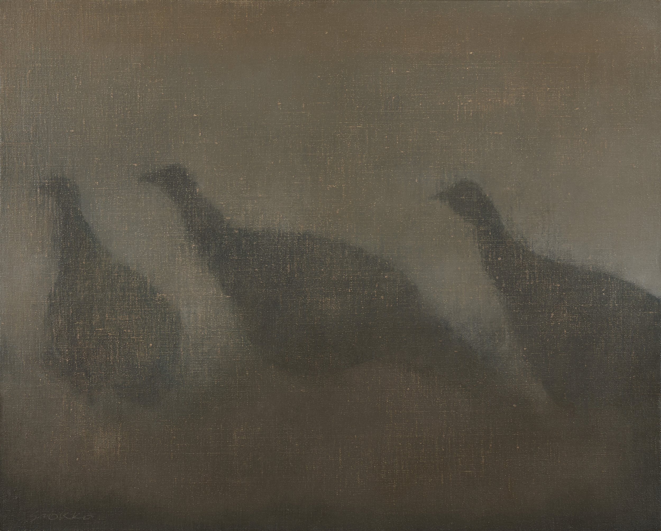 Three turkeys, oil on linen by Glenn Suokko.