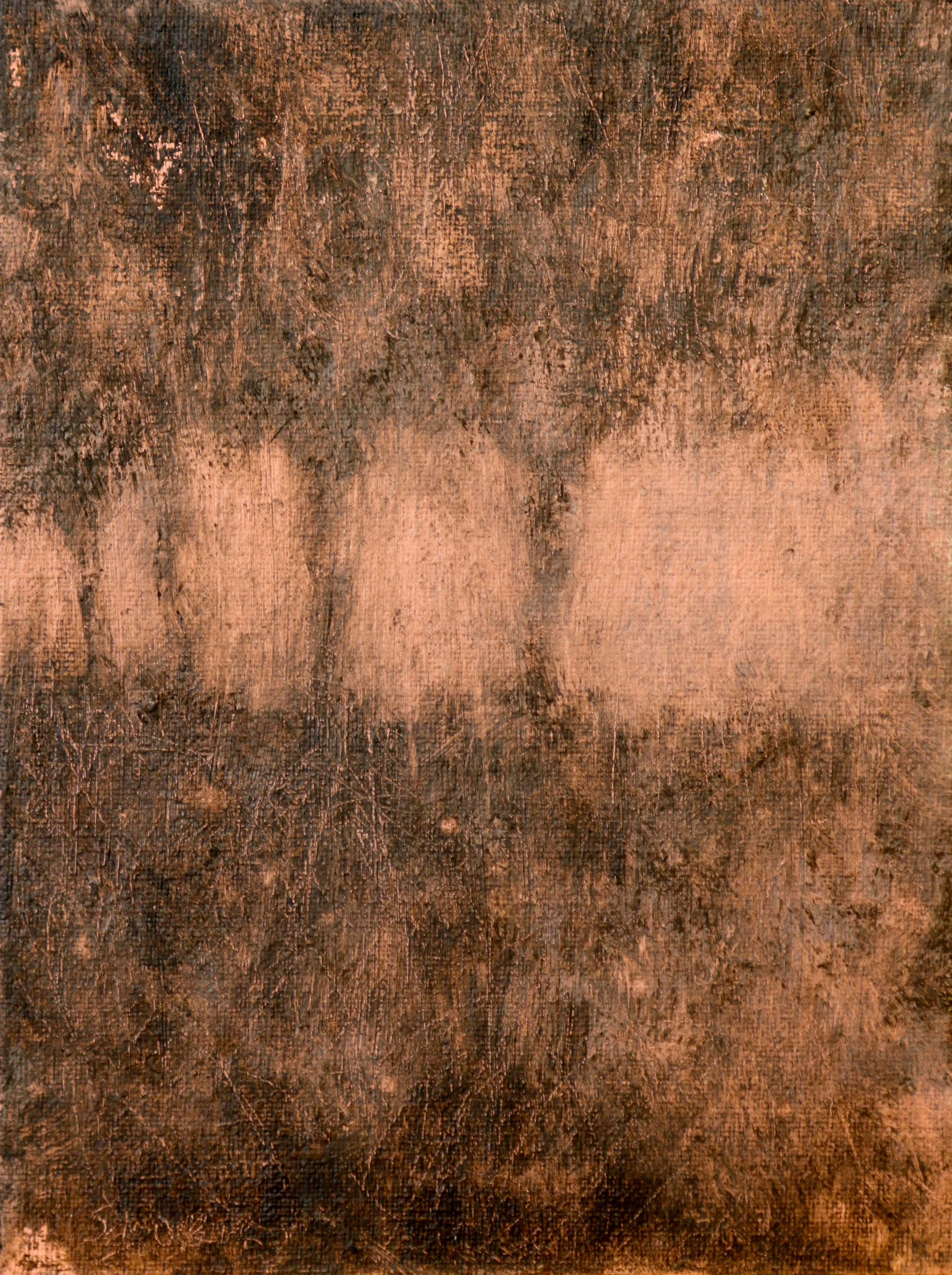 Glenn Suokko oil painting, a nocturnal landscape with four trees.