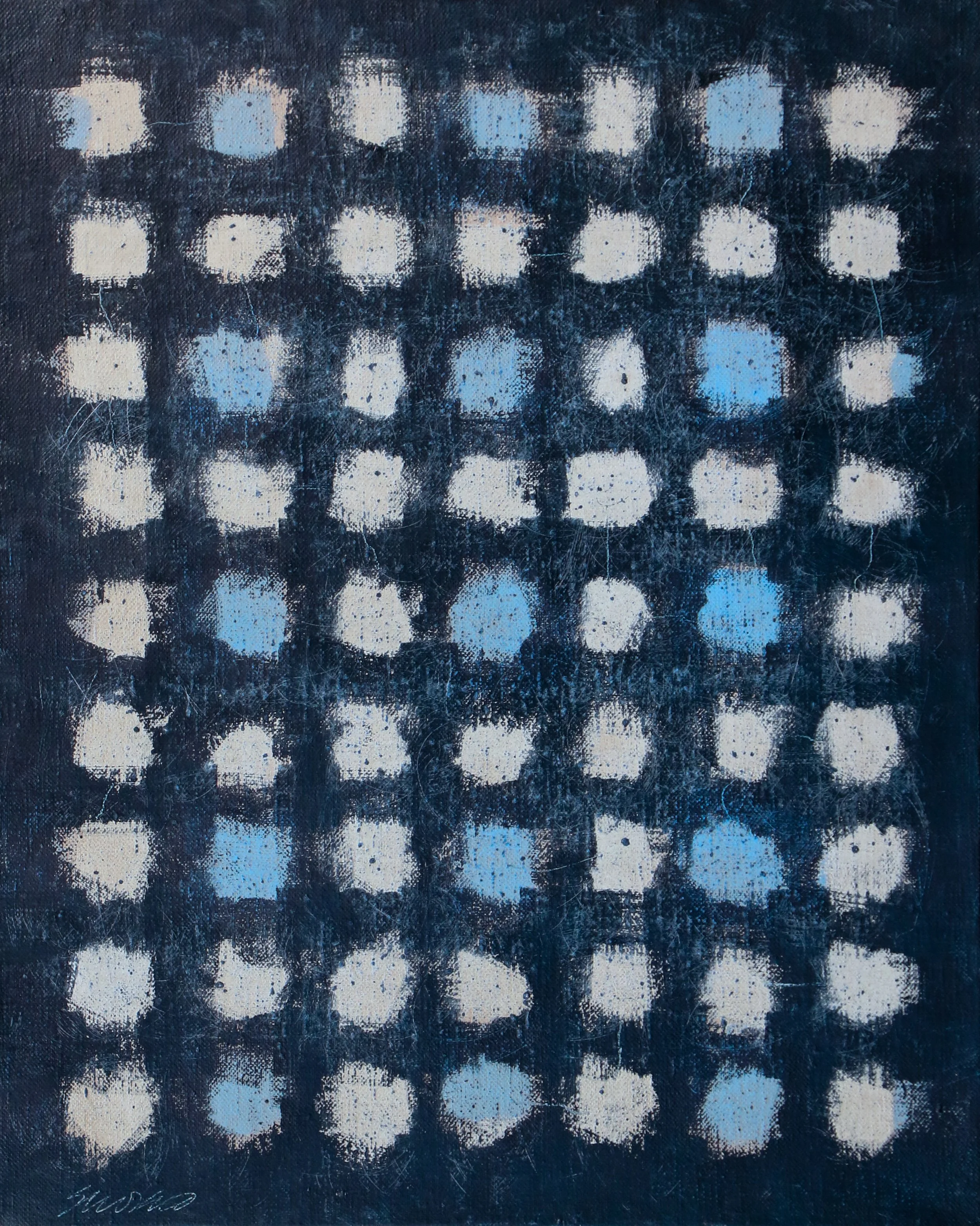 Indigo blue, light blue, and white flowers, from the Wildflower series of oil paintings by Glenn Suokko.