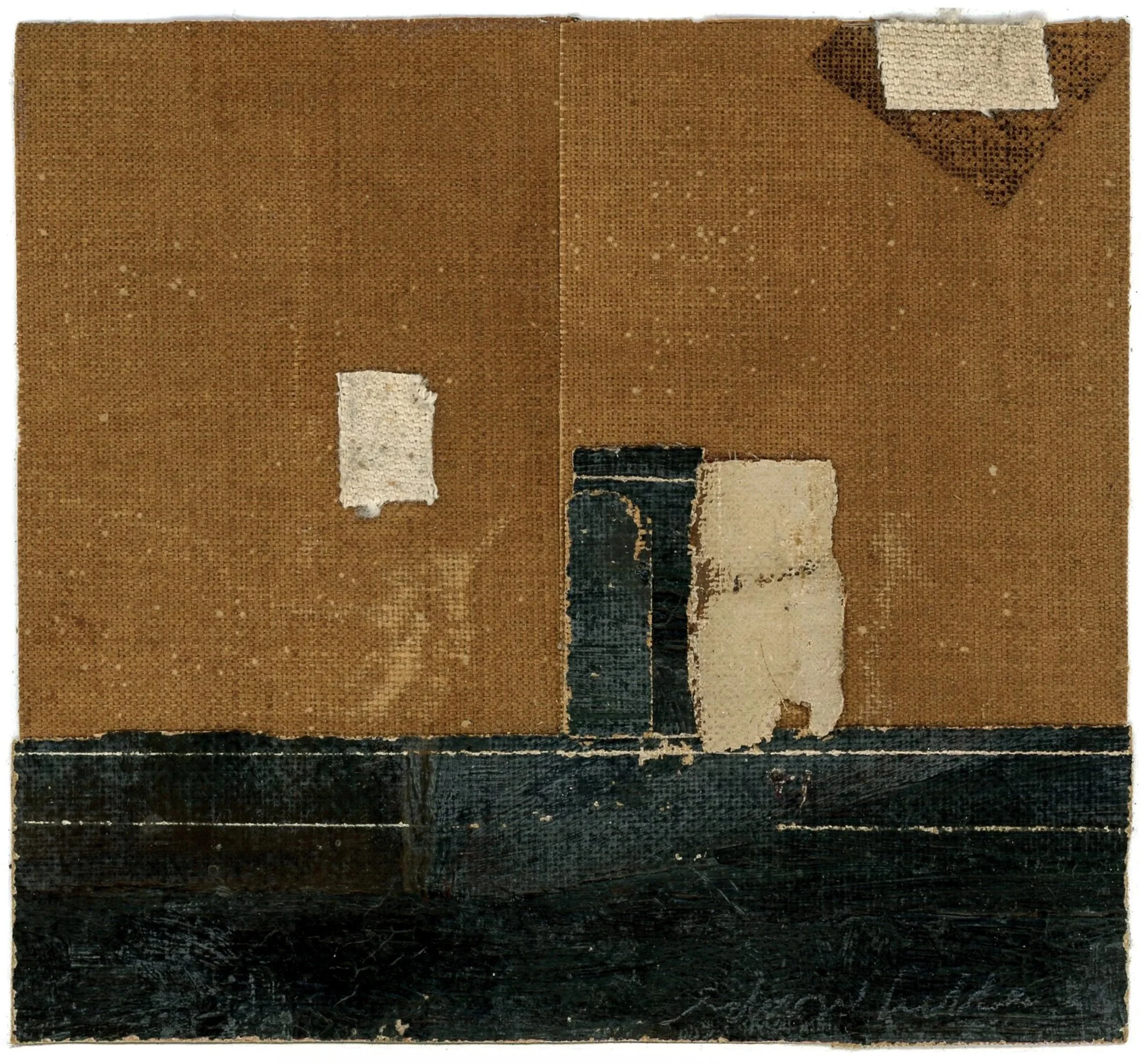 Collage No. 9 by Ed Fella, cut out oil-on-canvas fragments, collaged on paper.