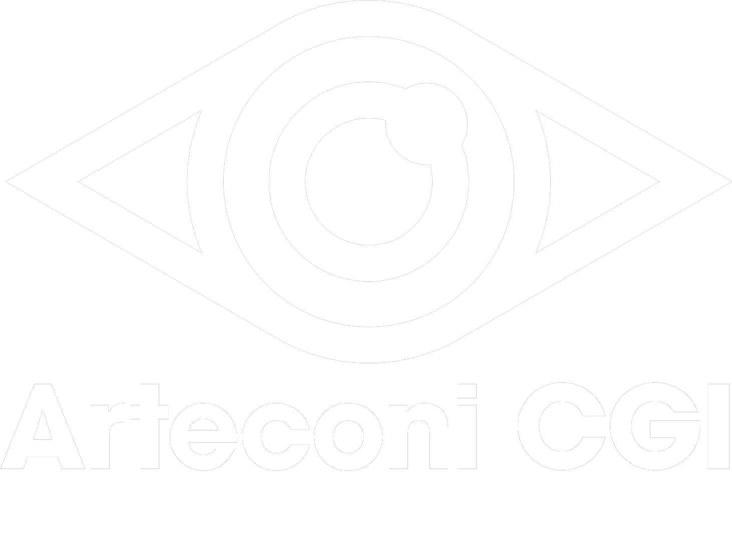 Logo of Arteconi CGI featuring a stylized eye with bold shapes and letterforms.