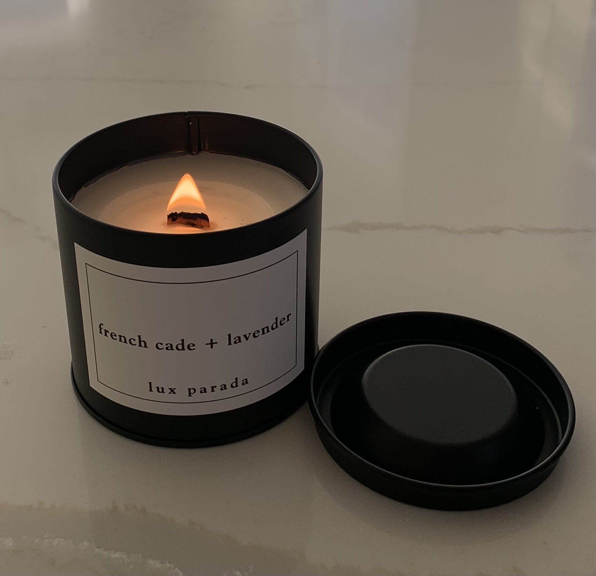 black tin candle