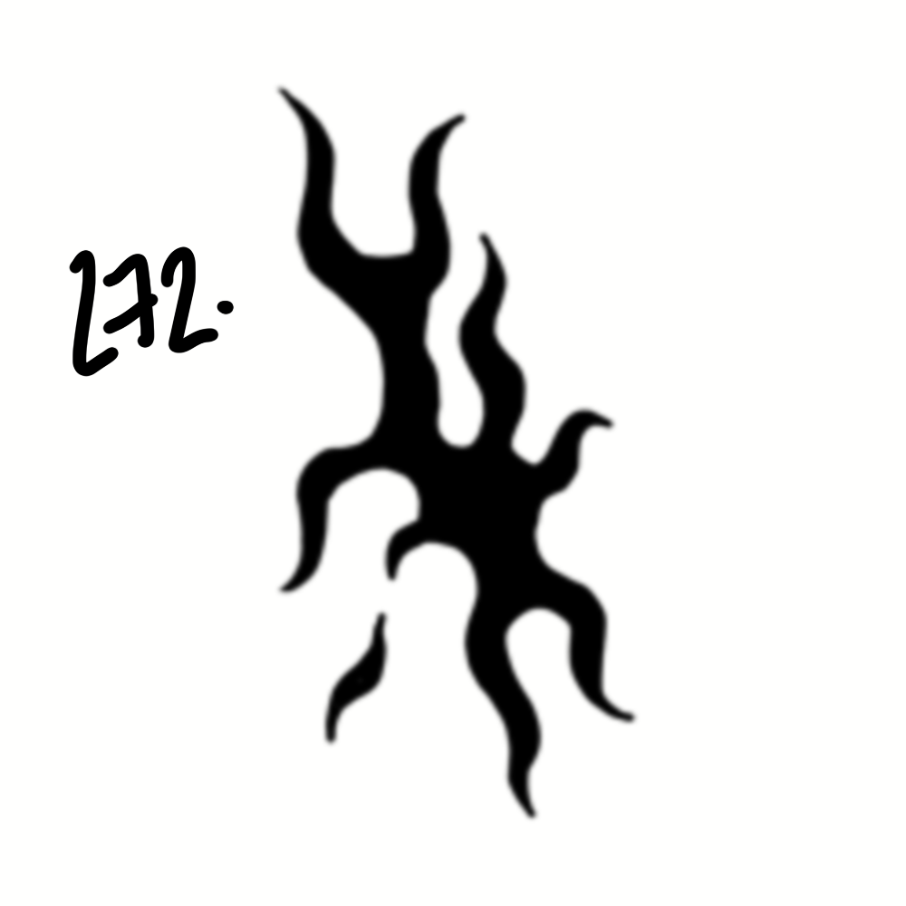 Black abstract shape with multiple tentacle-like extensions on a white background, with the number 122 written in black on the left side.
