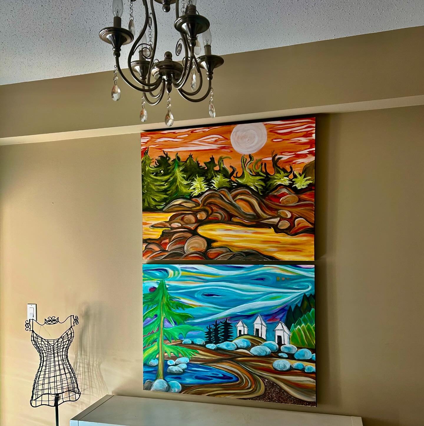 My two latest paintings &hellip;. Wikanninish Beach and  Wya Beach.  I&rsquo;ve hung them together on my &ldquo;Tofino wall&rdquo;. They can be sold together or separately.