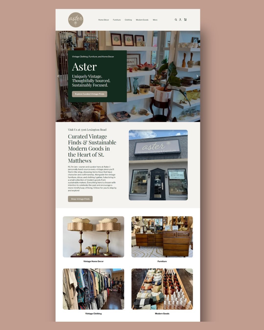 At the end of last year, I had the opportunity to refresh the Square website (not Squarespace!) for Aster Vintage here in Louisville ✨

Jen had already done an incredible job building online sales through Square &mdash; but her website wasn&rsquo;t f