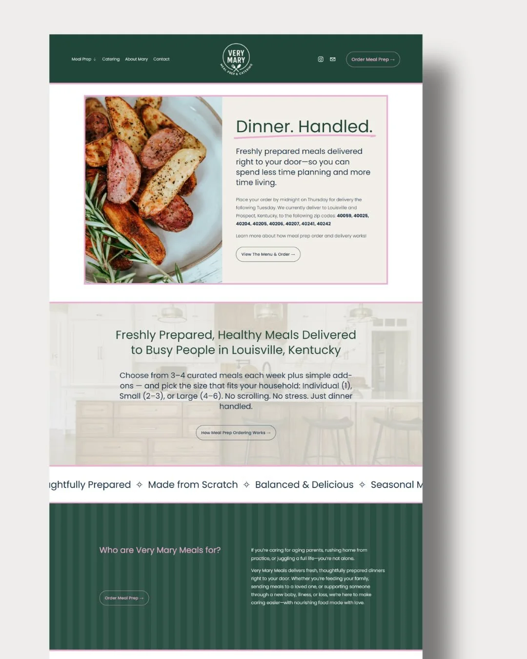 Mary Beth came to me with a vision and a Squarespace site she had already started for her meal prep and delivery business.

She didn&rsquo;t need to start over. She just needed the right strategy, a design refresh, and a push across the finish line.

