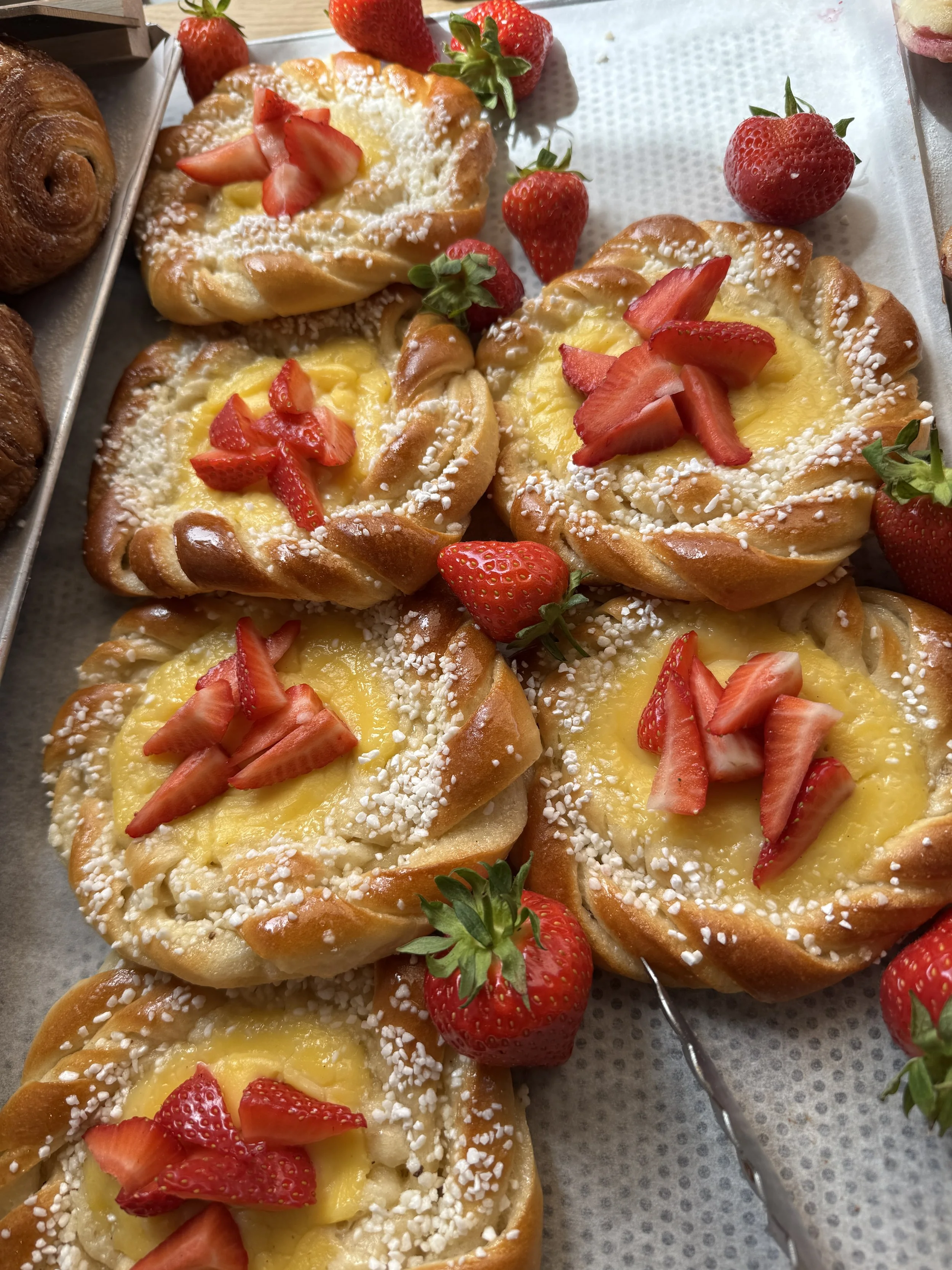 Strawberry and vanilla Swedish summer buns at Fika Bakery Cafe