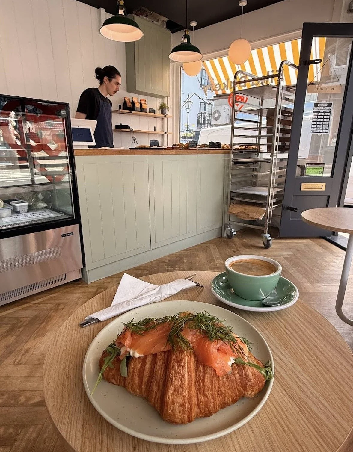 Swedish salmon and egg filled croissants at Fika Bakery and Cafe in Brighton, Sussex. Visit our Fika Bakery Cafe in Brighton's North Laine