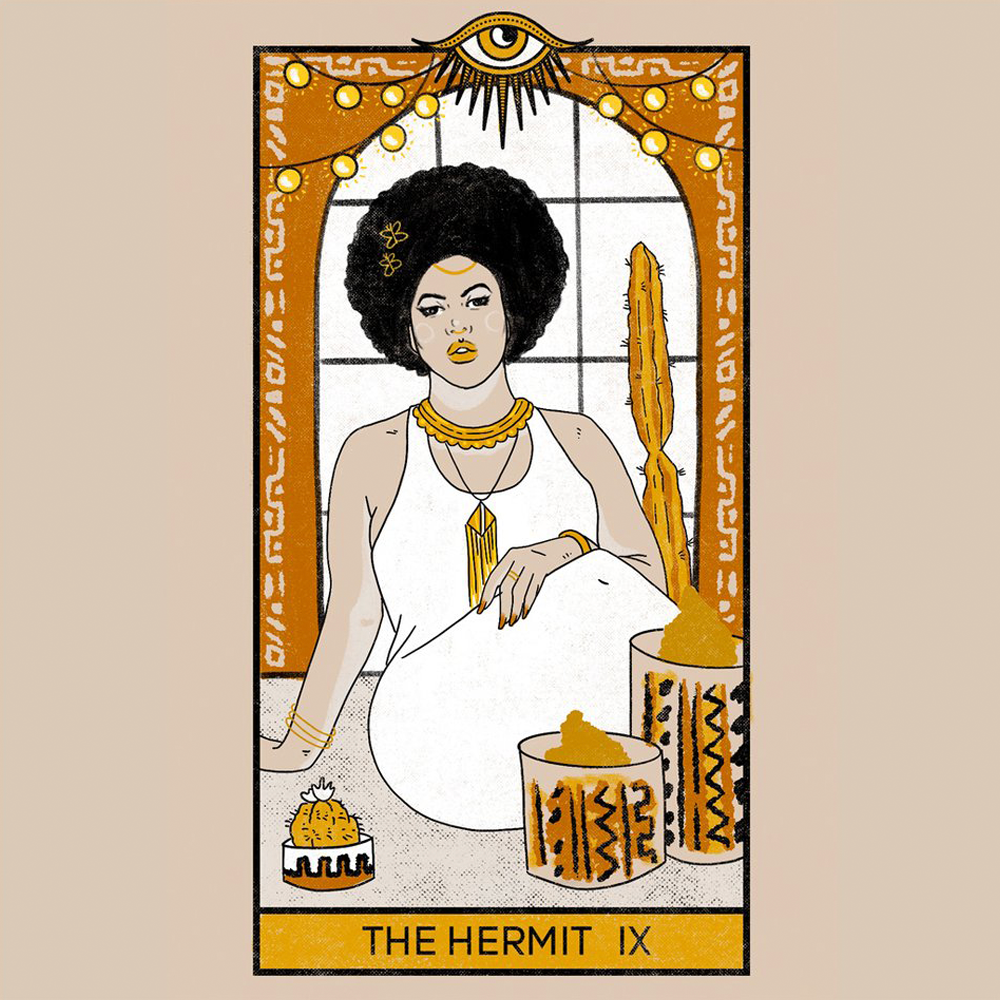 The Hermit IX Major Arcana card illustrated by Laurie Shipley Design for Aud Culture.