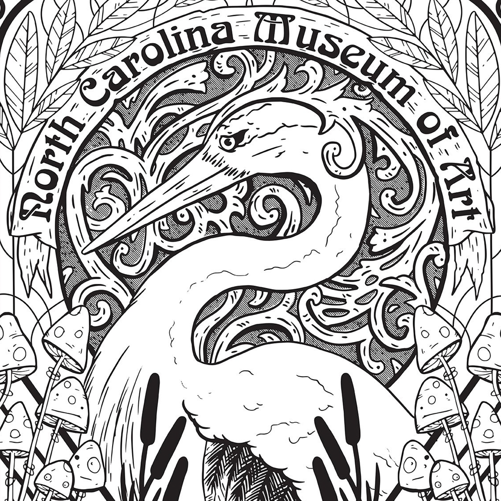 Large-scale illustration by Laurie Shipley and commissioned by the NCMA for an Art Nouveau community event celebrating the work of and exhibiting show by Alphonse Mucha.