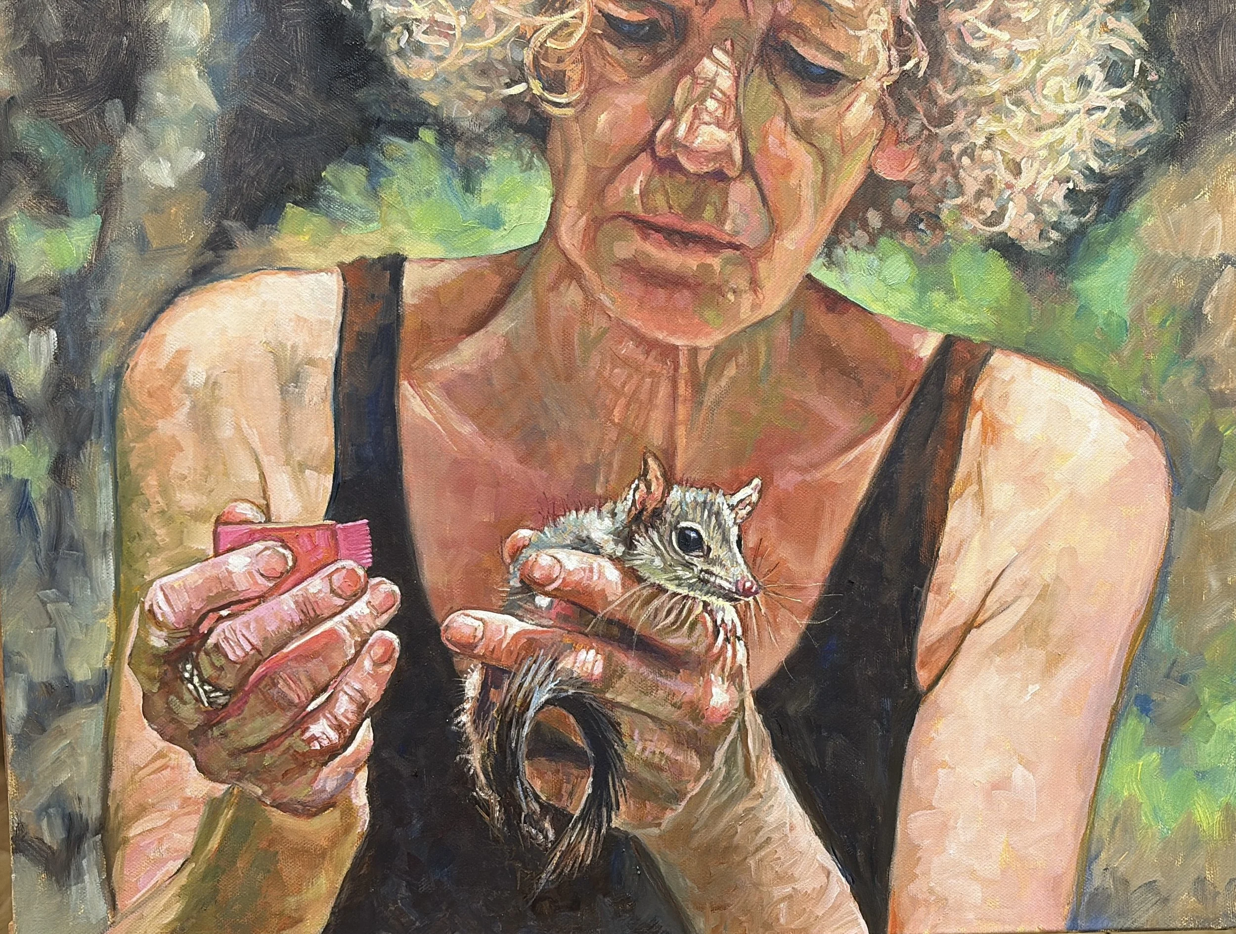 Conservationist with Northern Quoll, Queensland, Australia