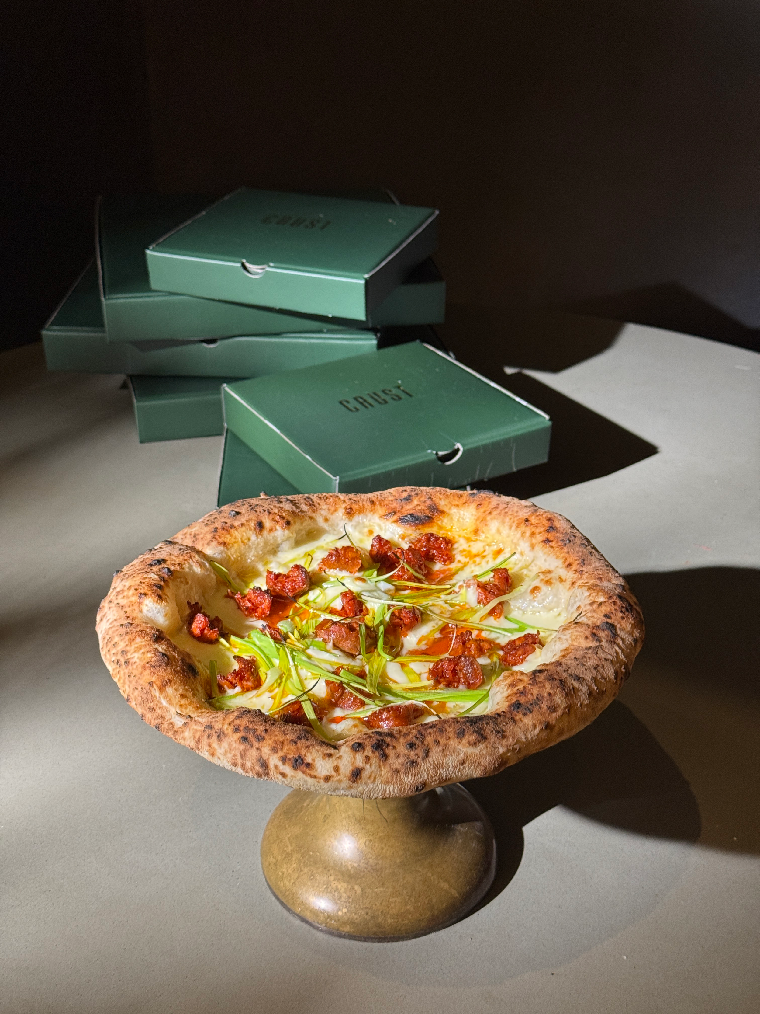 Artisan pizza in Belgrade – Crust Pizza Bar Vračar interior and 48-hour fermented dough preparation.