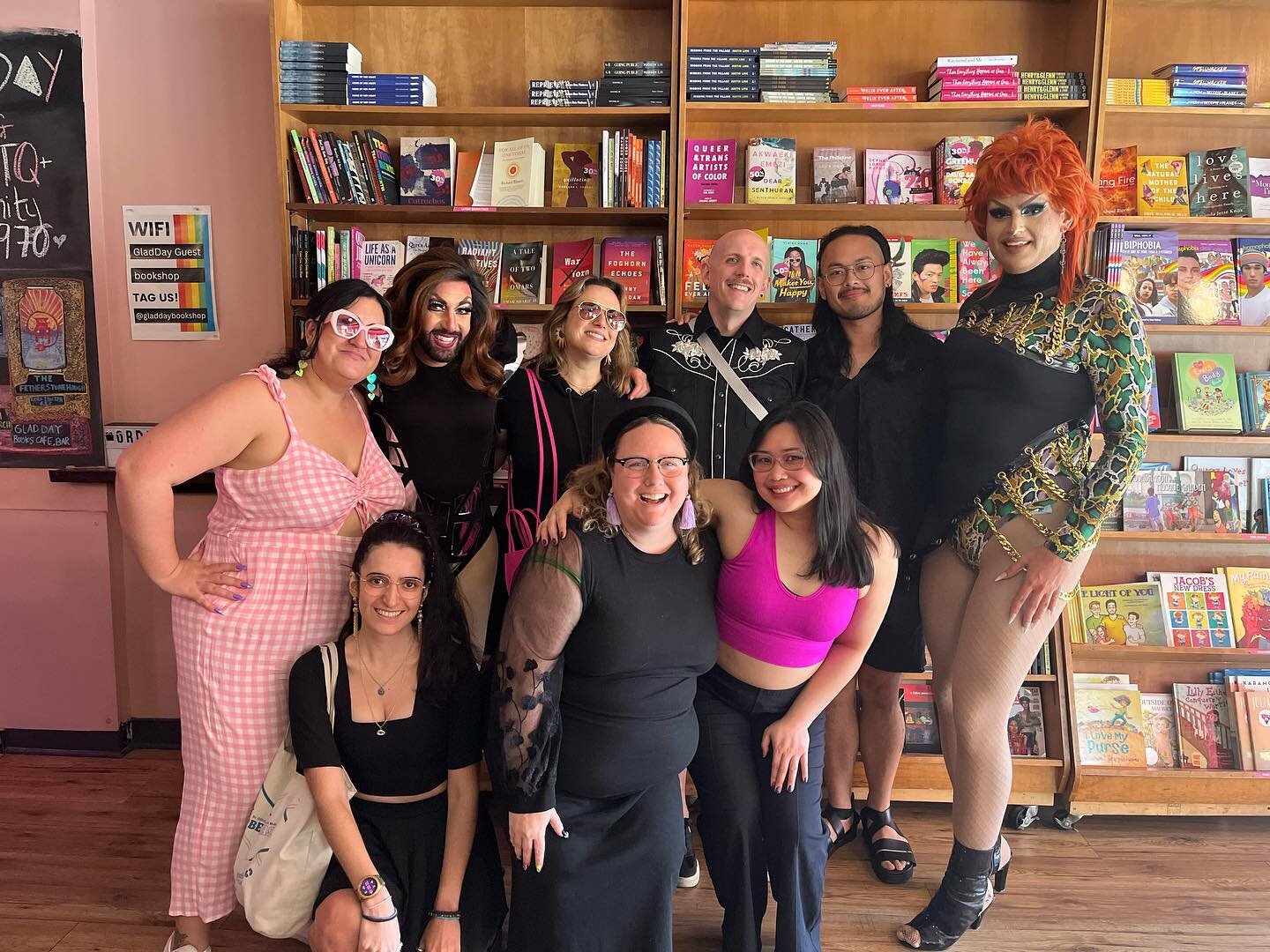 A group of us went to @gladdaybookshop this morning for @erinbrockobic&rsquo;s final Drag Brunch. 🥲❤️ Do not worry y&rsquo;all: @selenavyle has taken on @gladdaybookshop Drag Brunch and if you haven&rsquo;t seen them perform live yet, you&rsquo;re m