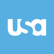 USA network logo with white text on a light blue background
