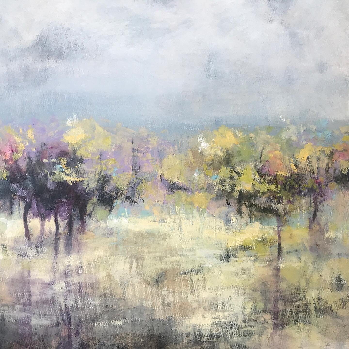 Detail of a new misty abstracted landscape series in development. #modernoilpanting #annshogren #mistylandscape #mistyvineyard #vineyardvines #californiaartist #napavalley #abstractlandscape #abstractvineyards #oilpainting #modernart #modernartist #m