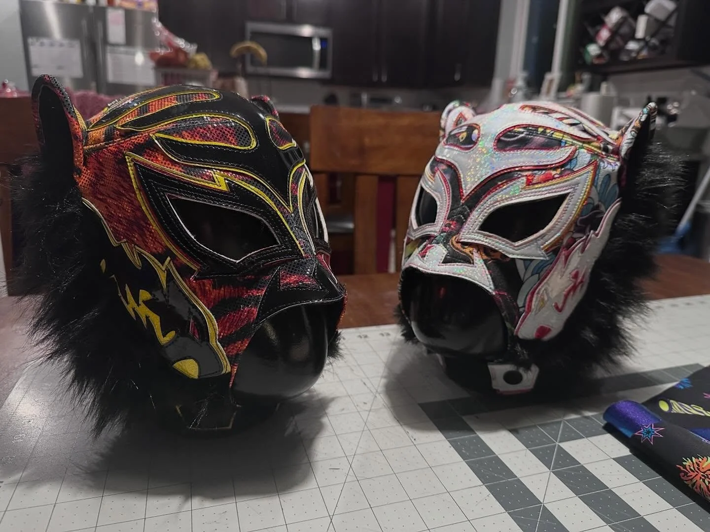 Mask drop is going to be #luchalit! Thank you for all the hoomans this week on watching the journey creating these pieces of art! Which one is your favorite? Mascara de Lince Dorado by @luchathreadz