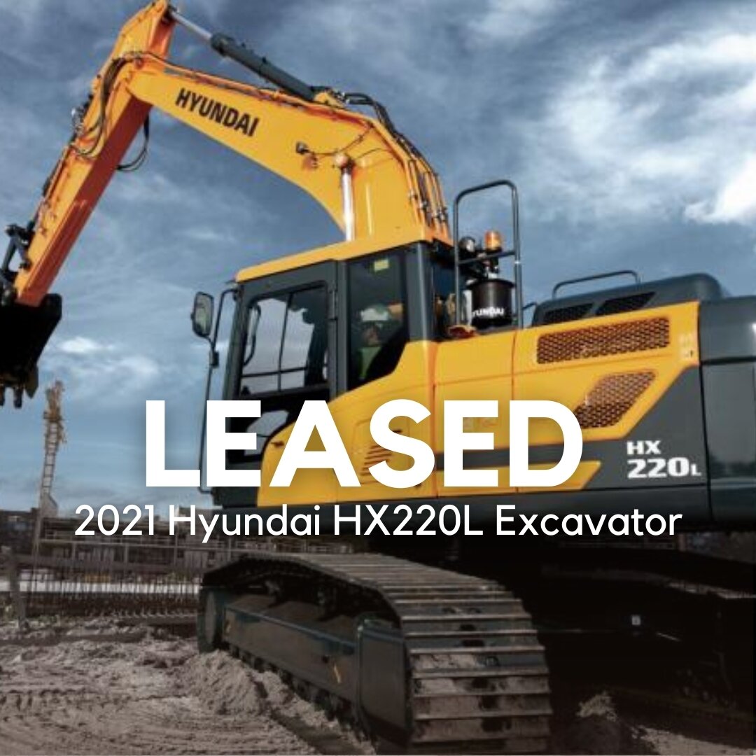 LOCAL Lease!

2021 Hyundai HX220L Excavator 
part of a multi-vendor lease including 
- locally fabricated attachments 
- extended warranty 
- material &amp; labour to install hydraulic pin grab
60 months with a 10% residual 

Nicole Rice Equipment Le