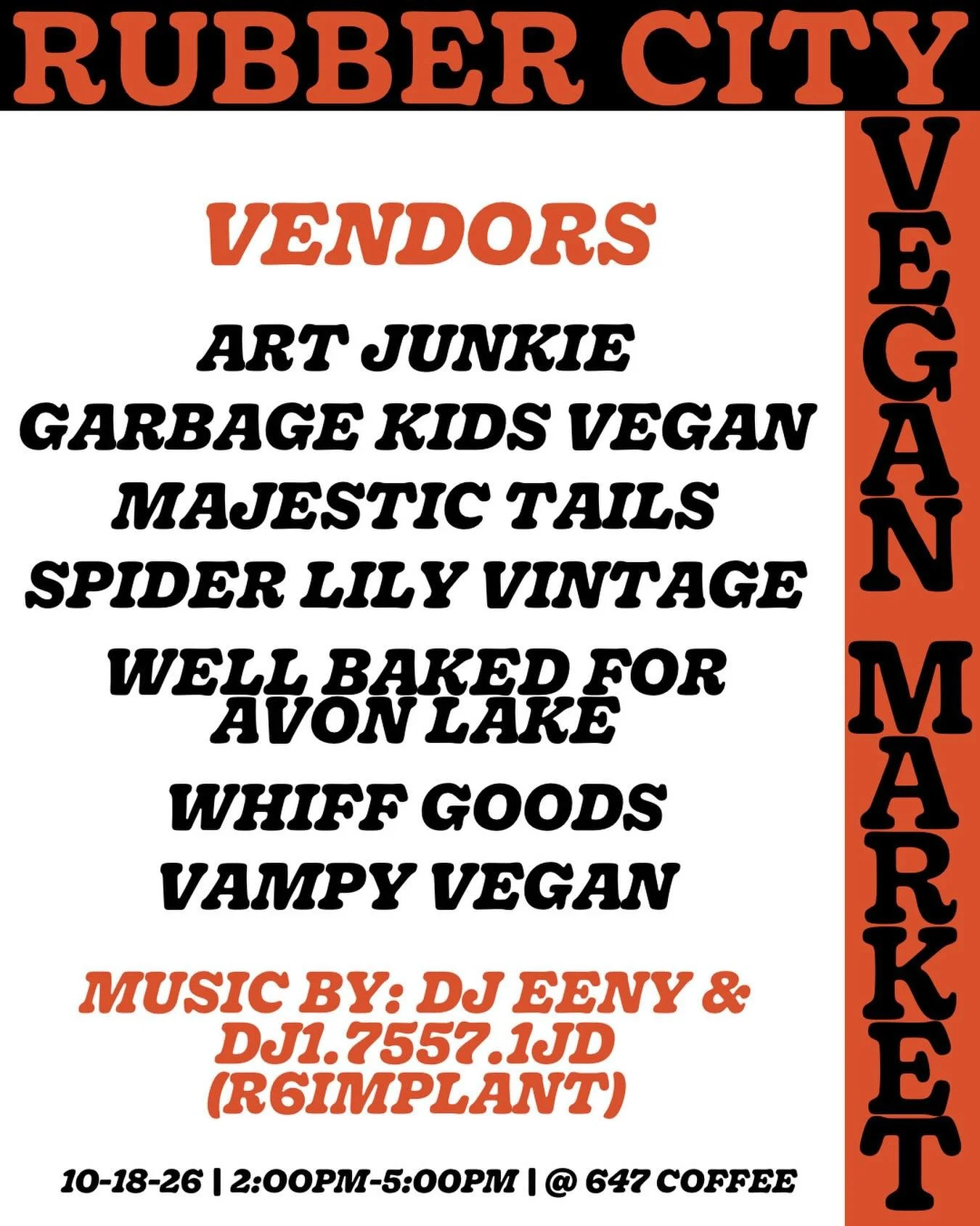 Excited to announce our October vendor list for the FIRST vegan pop up market on October 18th from 2-5pm at @647coffee , come support these vendors and enjoy the day with us!
