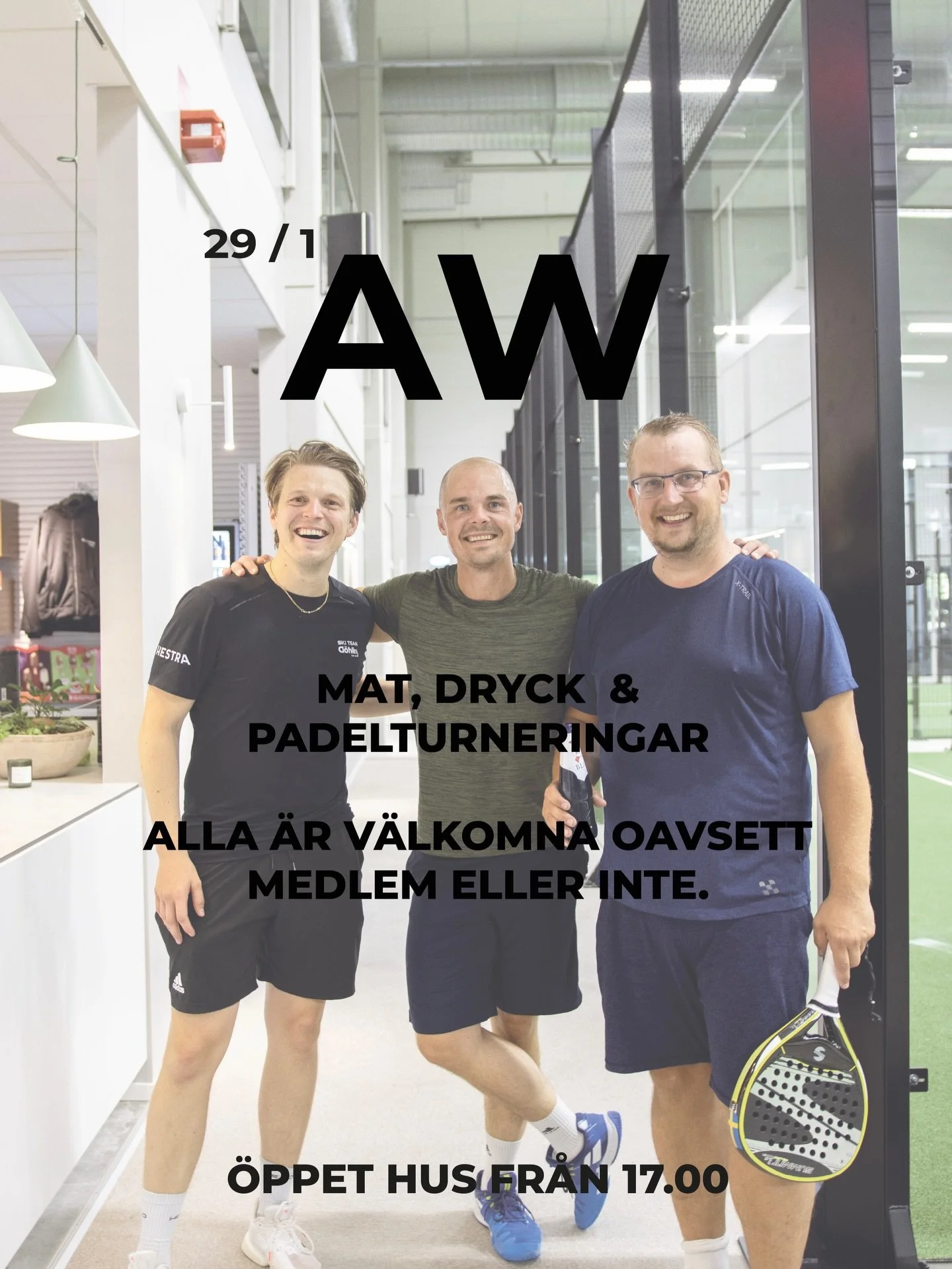 &Aring;RETS F&Ouml;RSTA AW-KV&Auml;LL! 🥂🎾 

29/1 st&aring;r vardagsrummet &ouml;ppet f&ouml;r er alla! En hel del olika pass f&ouml;r den som vill gymma, 3 padelturneringar att kika p&aring;, bokning &ouml;ppen f&ouml;r b&aring;de golfen/jakten/dar