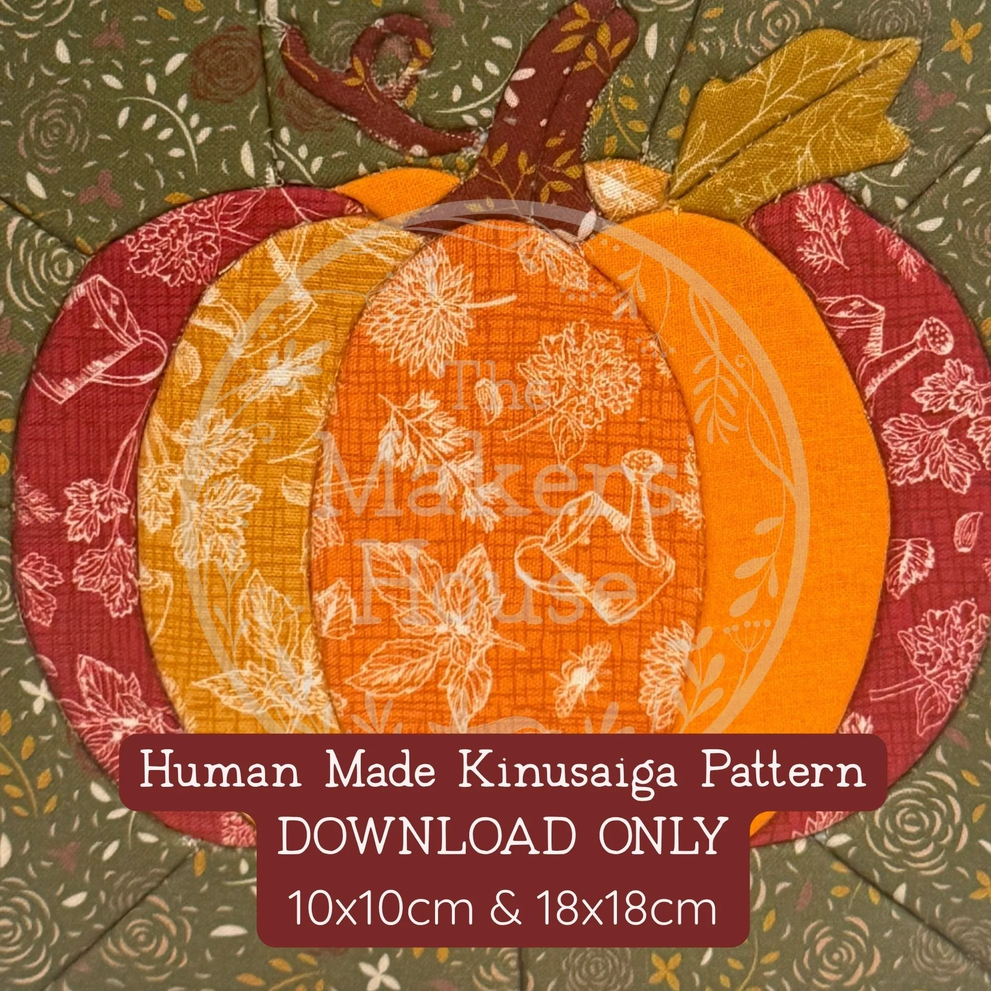 Kinusaiga Pattern - Pumpkin  (10x10cm & 18x18cm)