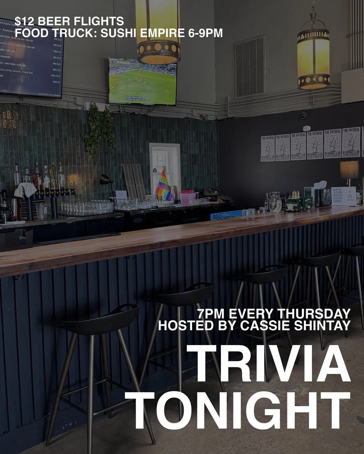 See you soon ✌️
TRIVA @ 7pm 
FOOD TRUCK @sushiempirenc 6-9pm
#trivia #trivianight #greensboro #gso #bar #taproom